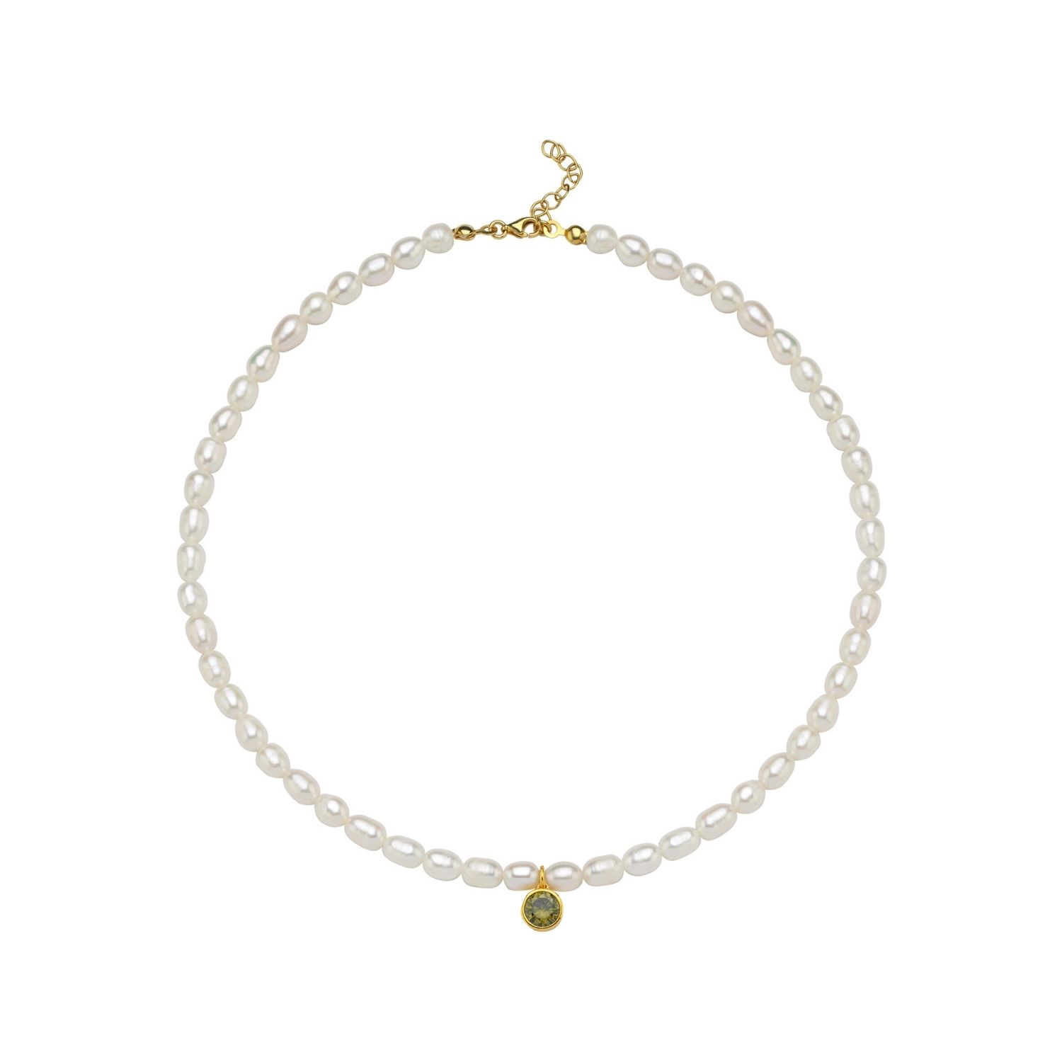 Linya Jewellery Women's Cosmic Big Pearl Zodiac Necklace Light Green Birthtone In Green