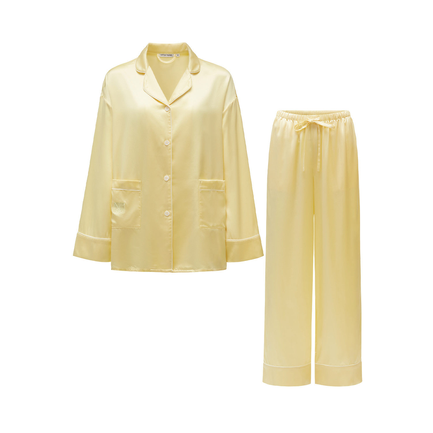 Not Just Pajama Women's Timeless Collection Silk Long Pajama Set - Yellow