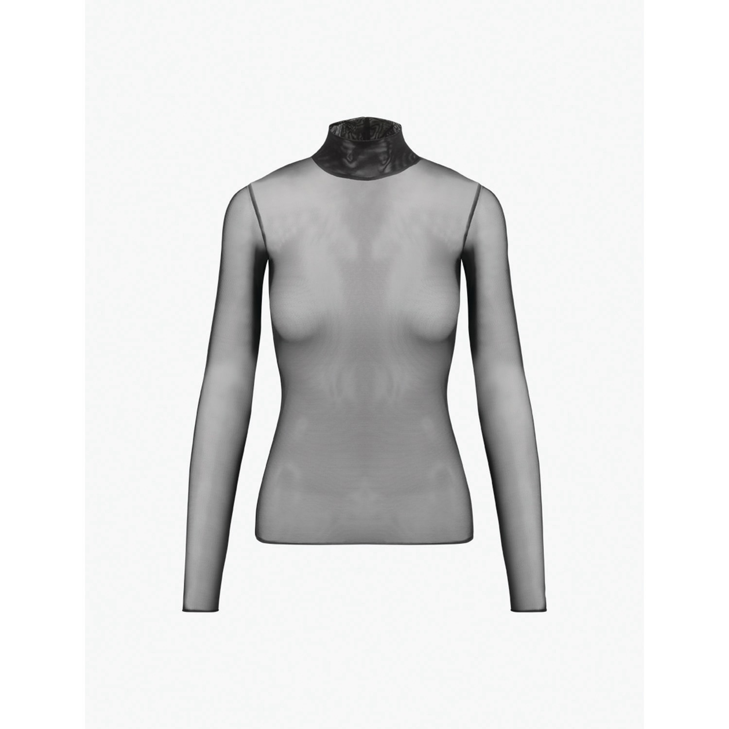 Commando Women's  Mesh Long Sleeved Turtleneck, Black Tu116 In Black