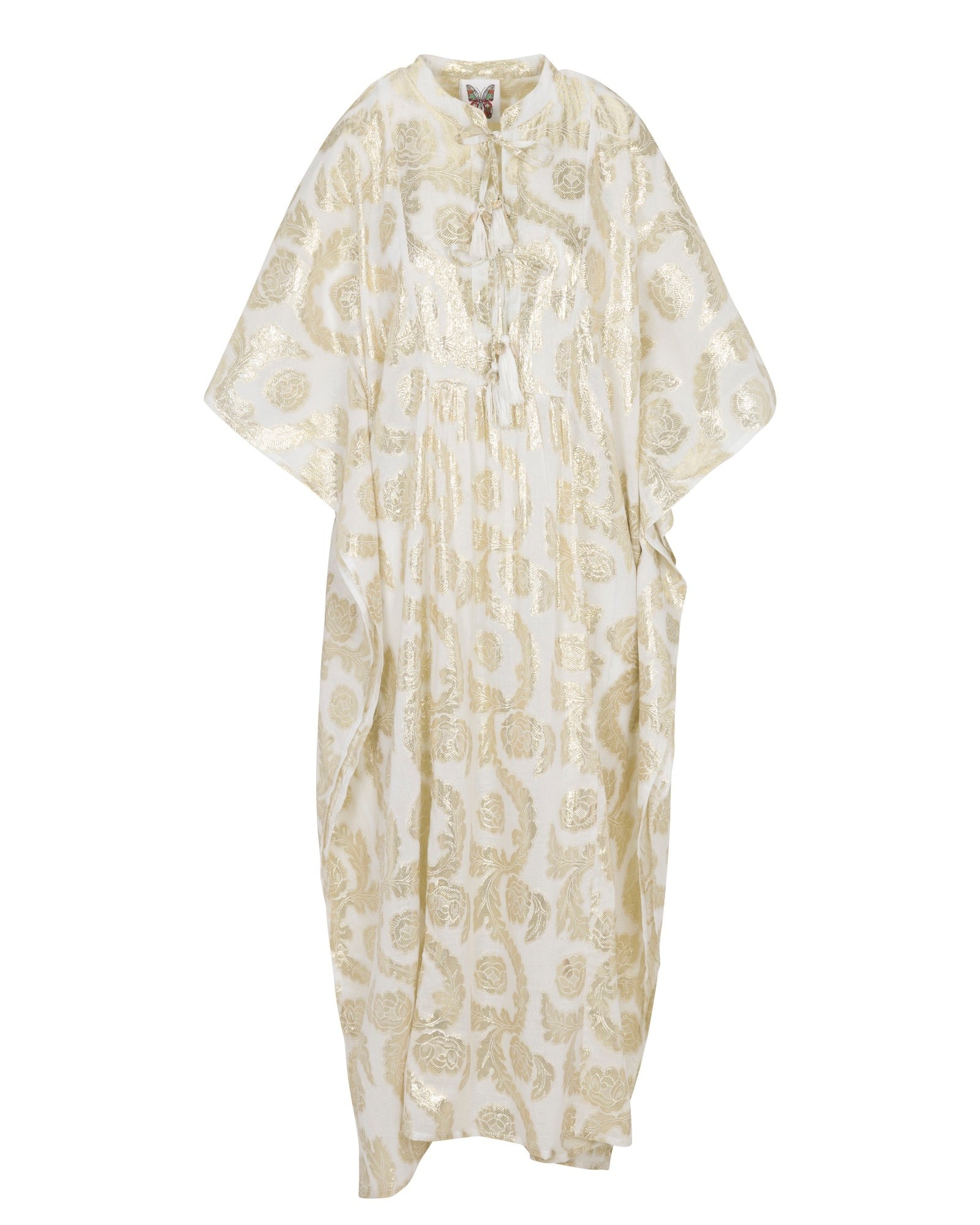Meghan Fabulous Women's Gold / Neutrals Palm Springs Caftan Maxi Dress - Seashell/gold In Gold/white