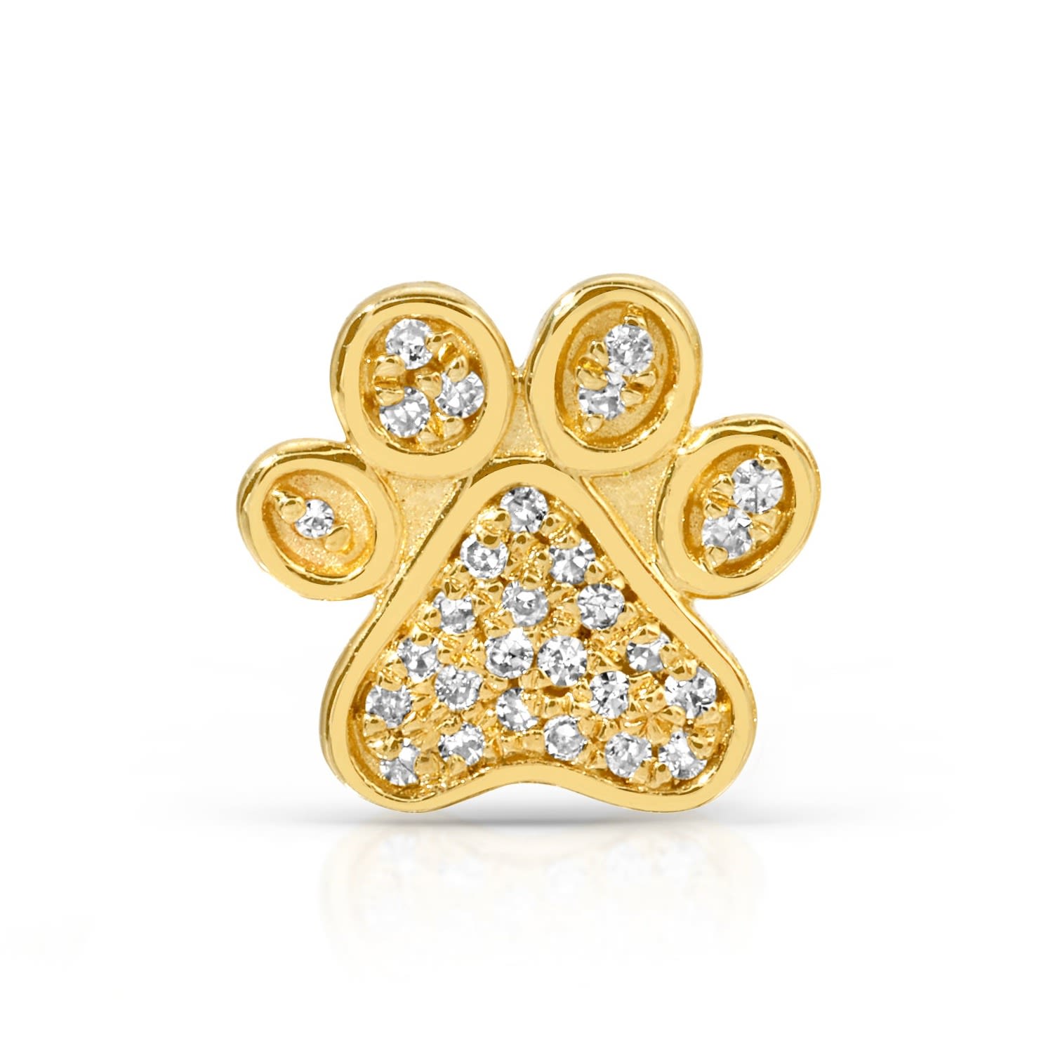 Maya Brenner Women's Pavé Charm Stud - 14k Yellow Gold - Paw In Gold