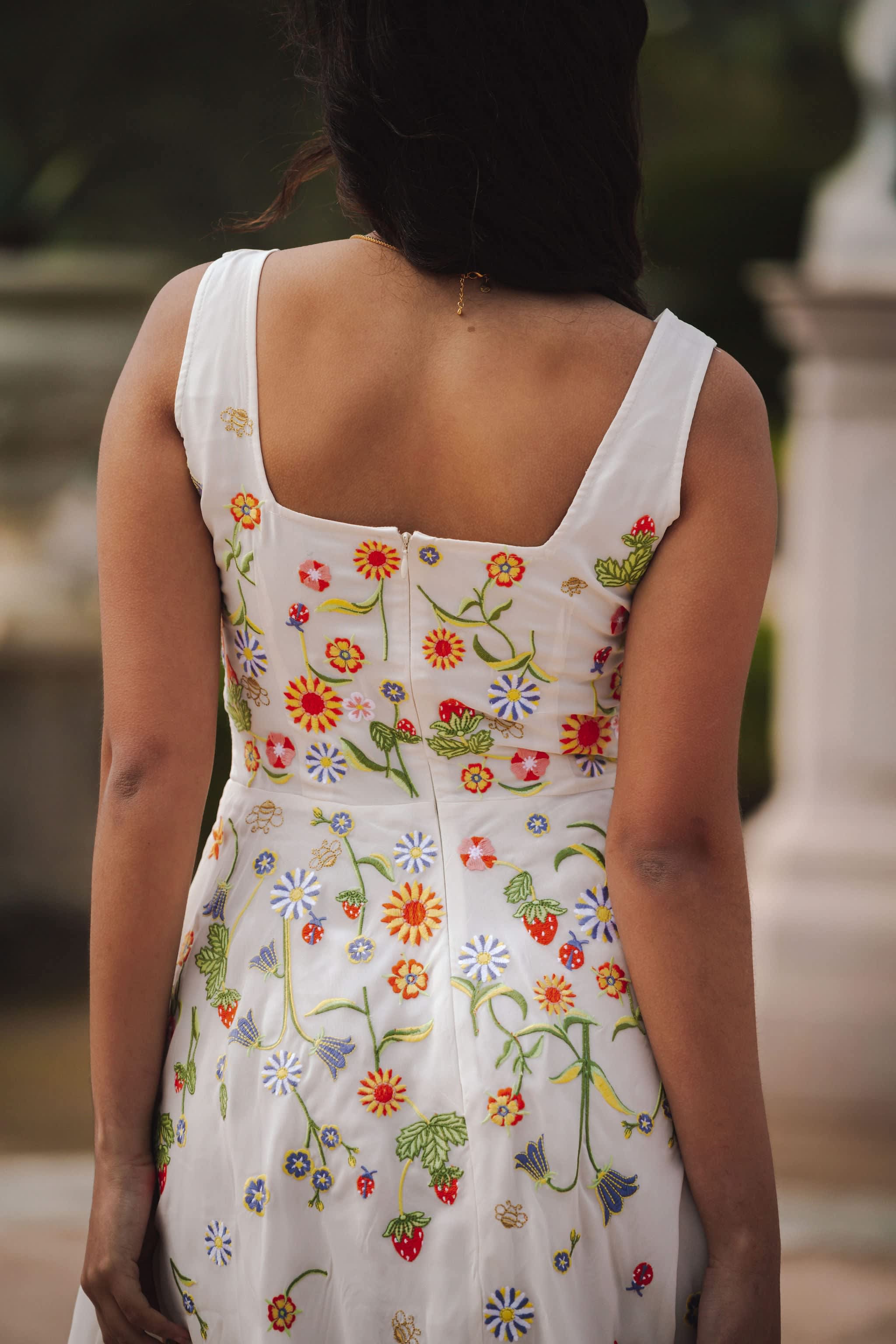 Eliza Summer Embroidered Midi Dress With Pockets by Aarabhi London