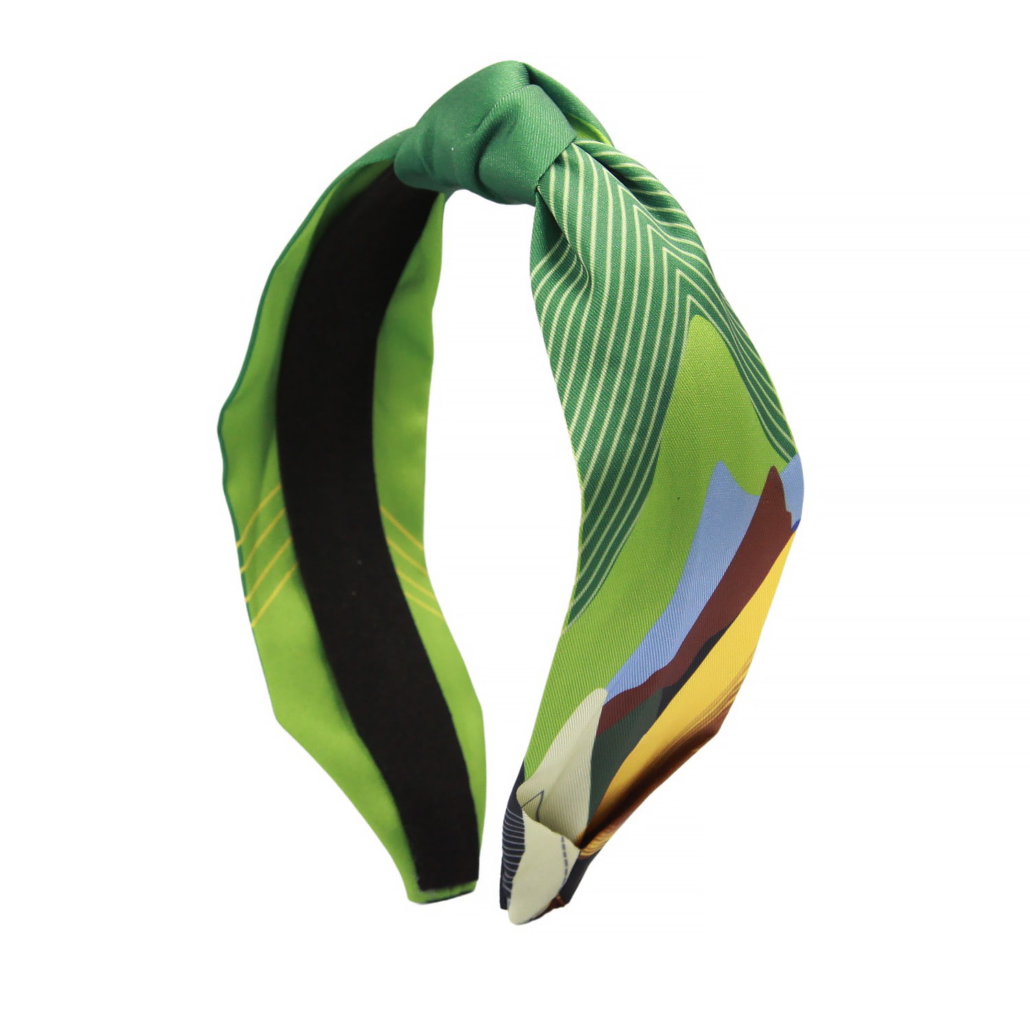 Women’s Satin Silk Headband / Green Abstract One Size Gosia Orlowska