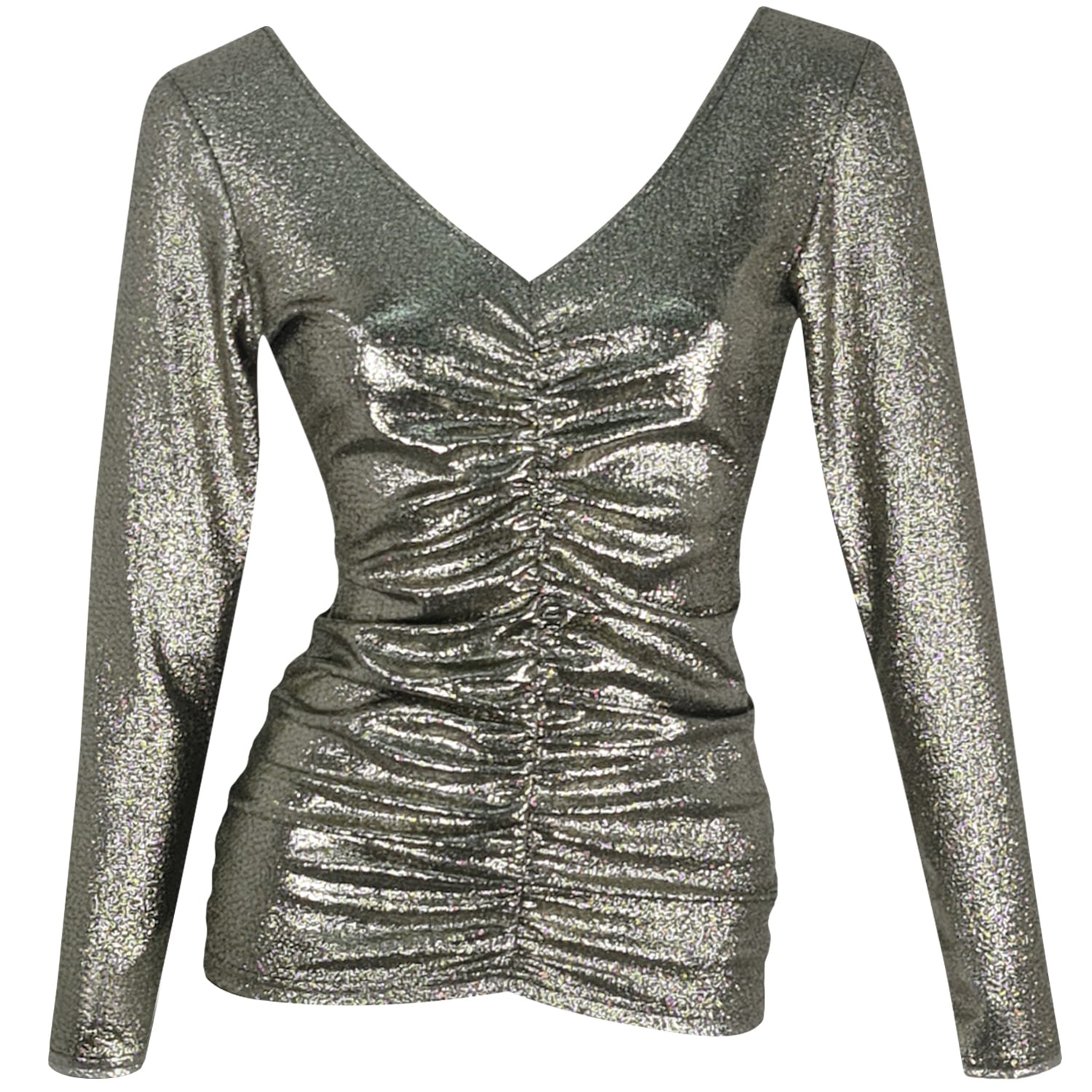 Me&thee Women's Gold Mother Tongue Metallic Long Sleeve Top In Silver