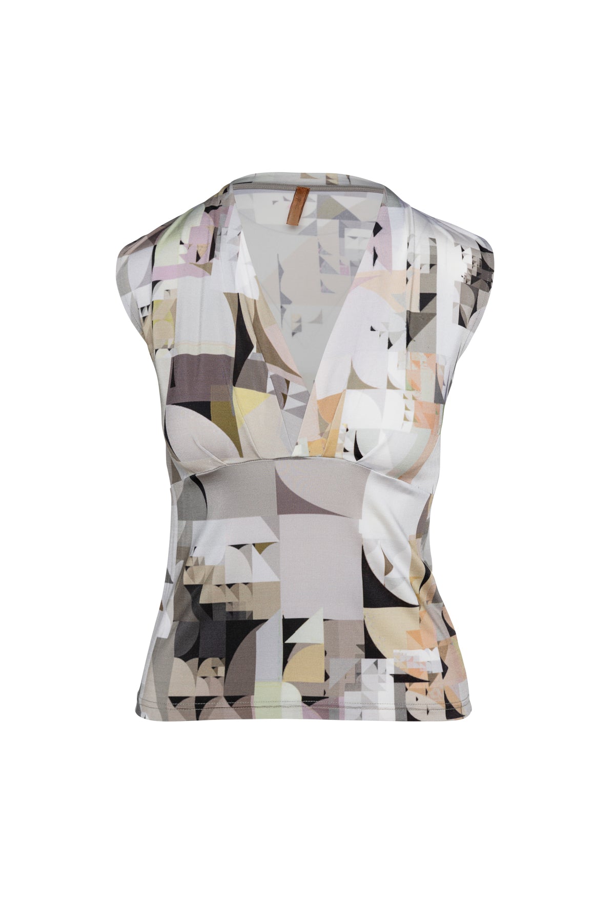 Conquista Women's V Neck Print Top In White