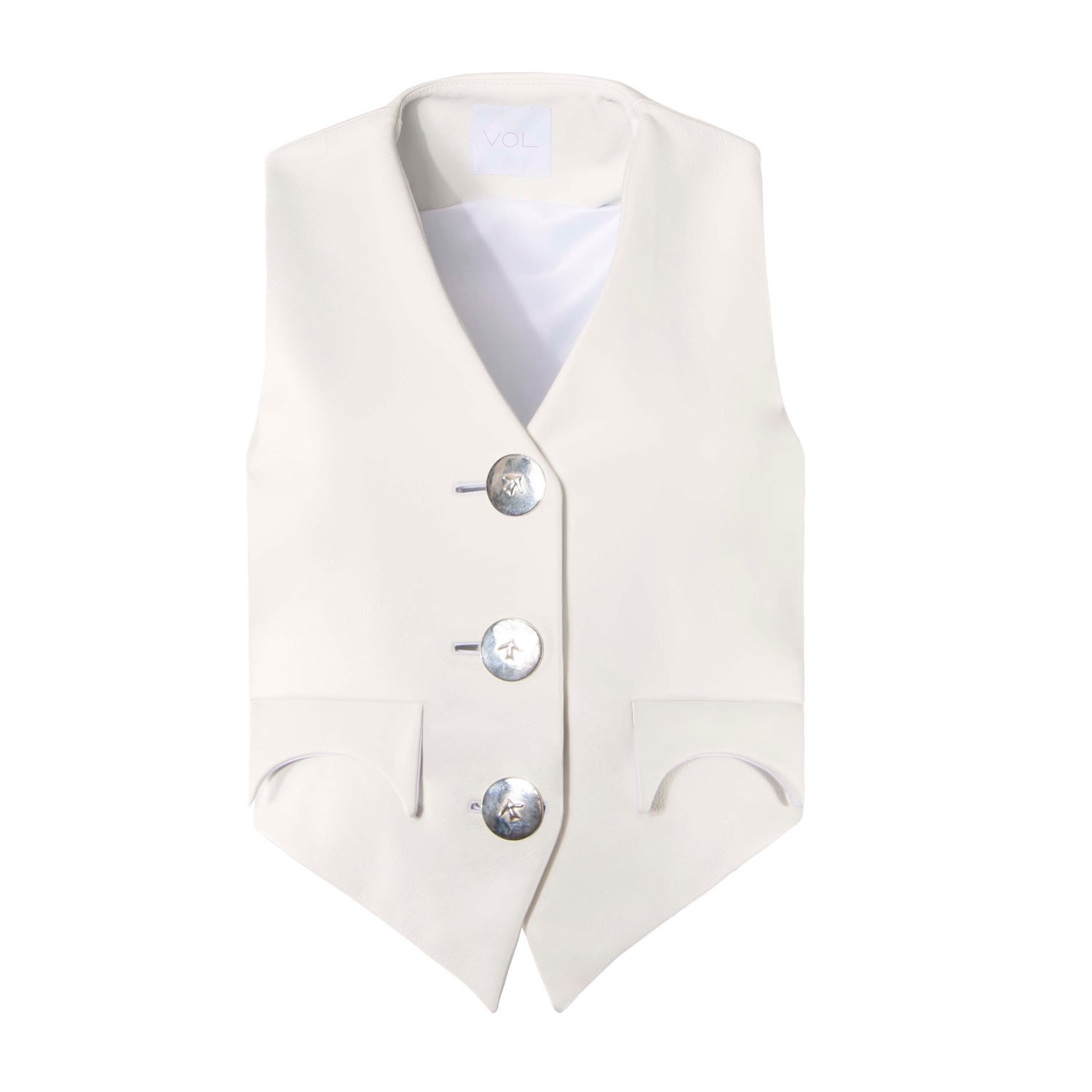 Vestiaire D'un Oiseau Libre Women's White Silver Buttons Leather Vest In White
