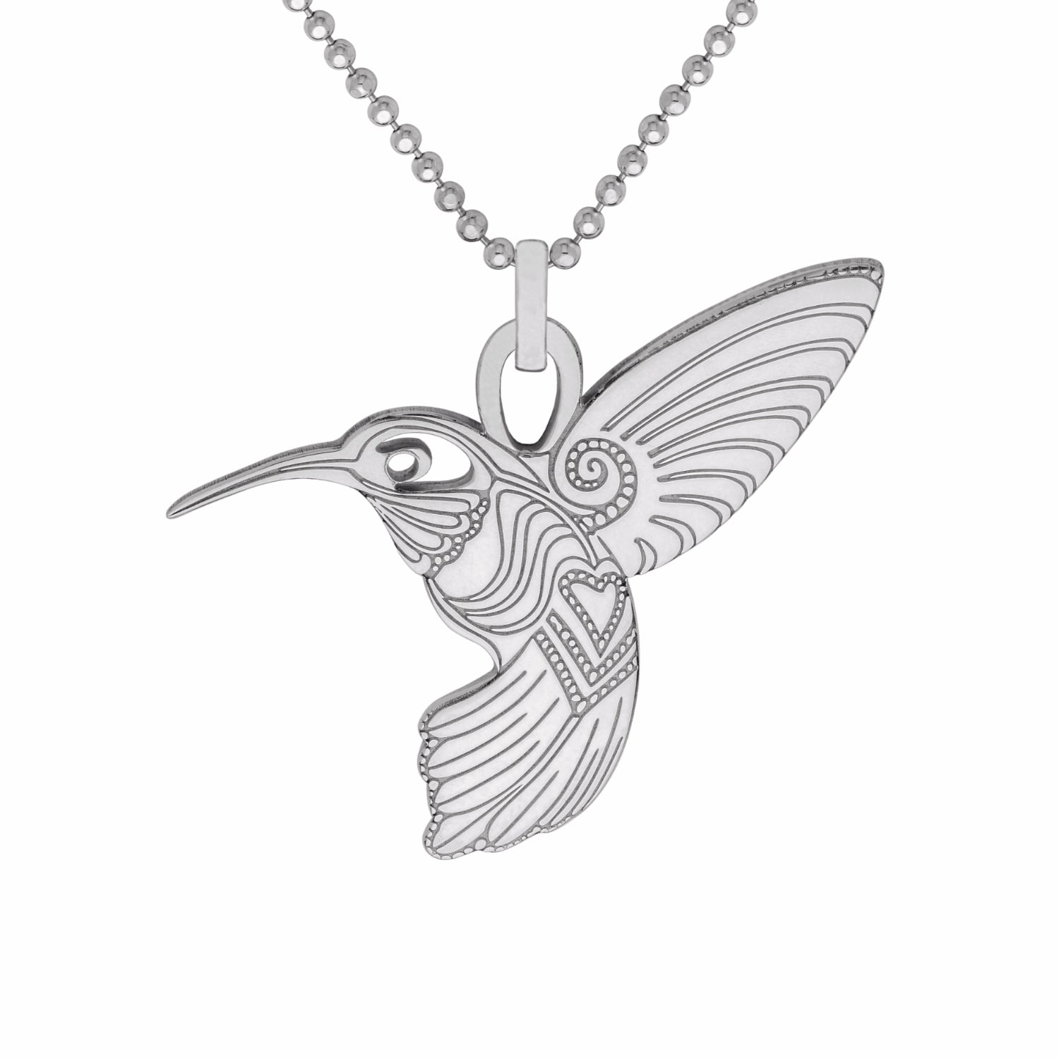 Women’s Medium Silver Humming Bird Pendant Necklace Cartergore