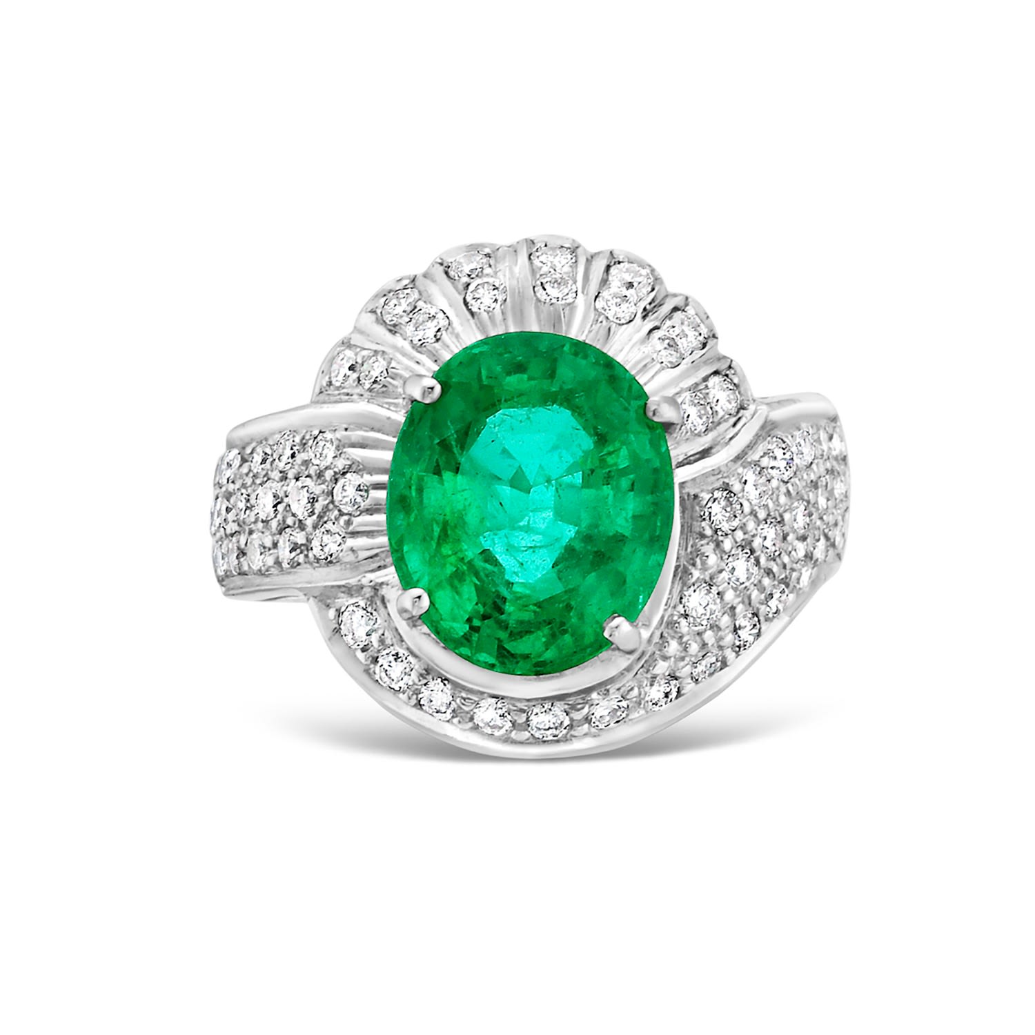 Women’s Gold / White A Royal Radiance The Gold Diamond And Emerald Cocktail Ring Artisan