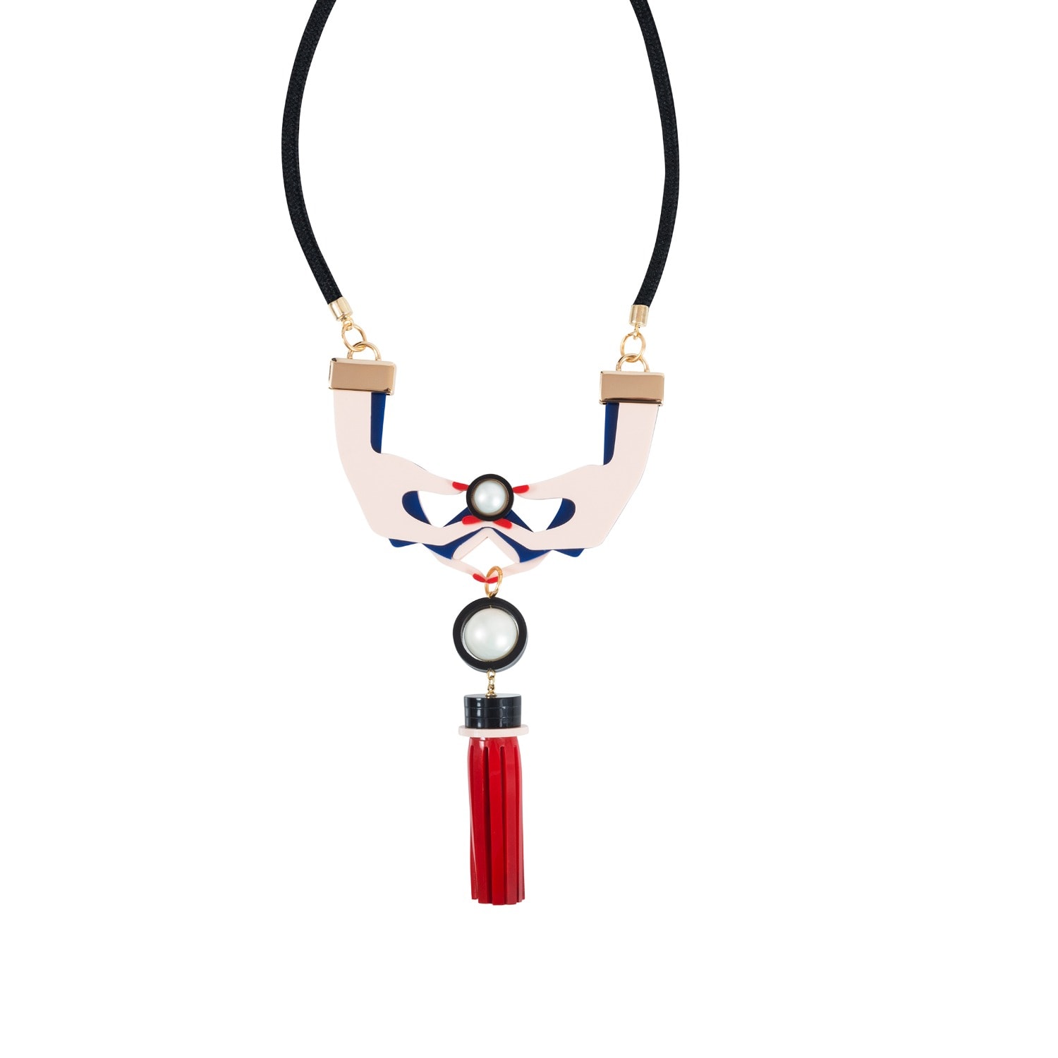 Gissa Bicalho Women's Acrylic Handmade Necklace Long Hands In Multi