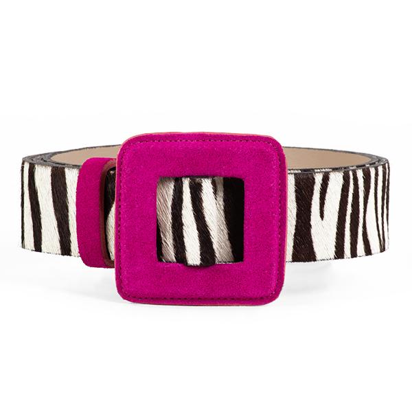 Women’s Pink / Purple Mini Square Buckle Belt - Pink Zebra Large Beltbe