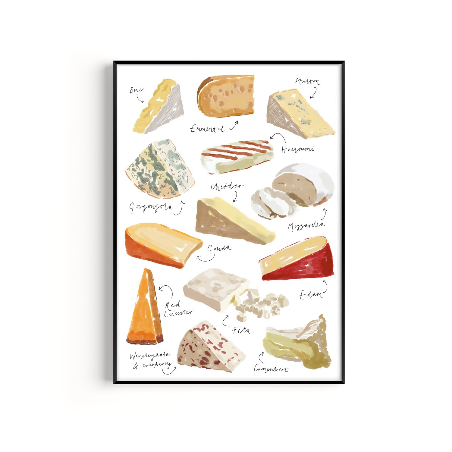 Cheese Hand Painted Art Print - A3 Natalie Cass Art