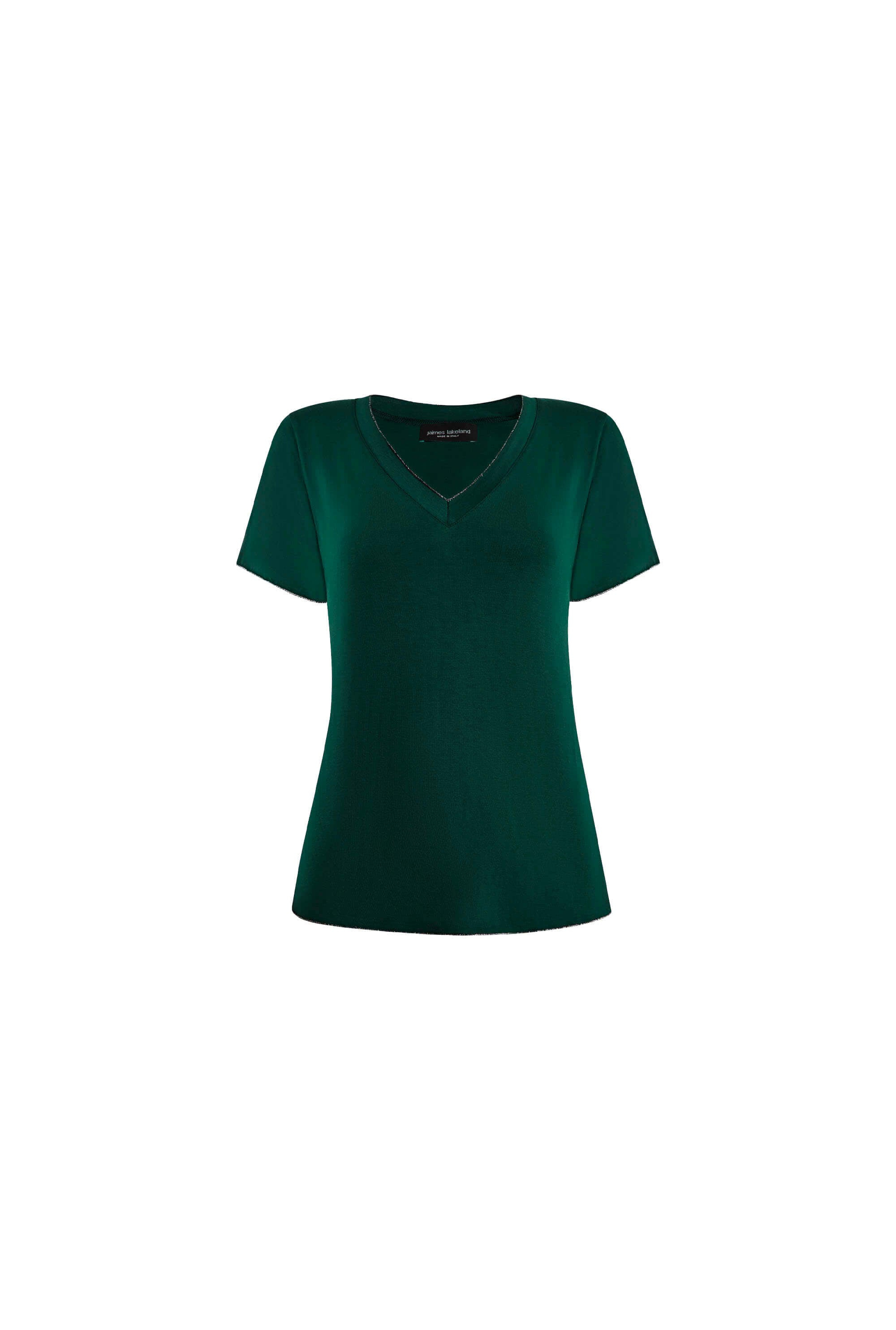James Lakeland Women's Dark Green V-neck T-shirt In Green