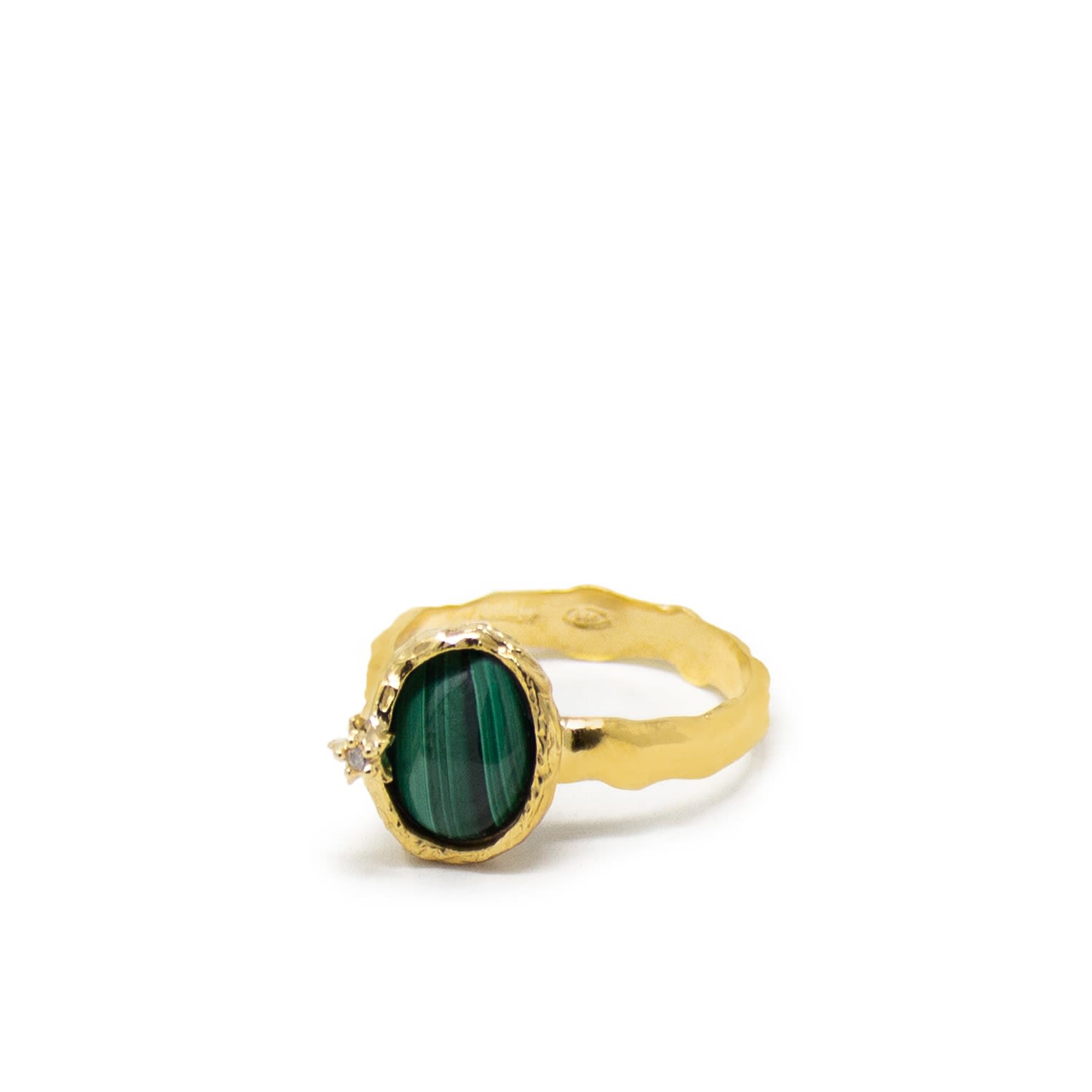 Vintouch Italy Women's Green Ad Astra Gold-plated Malachite Ring In Green