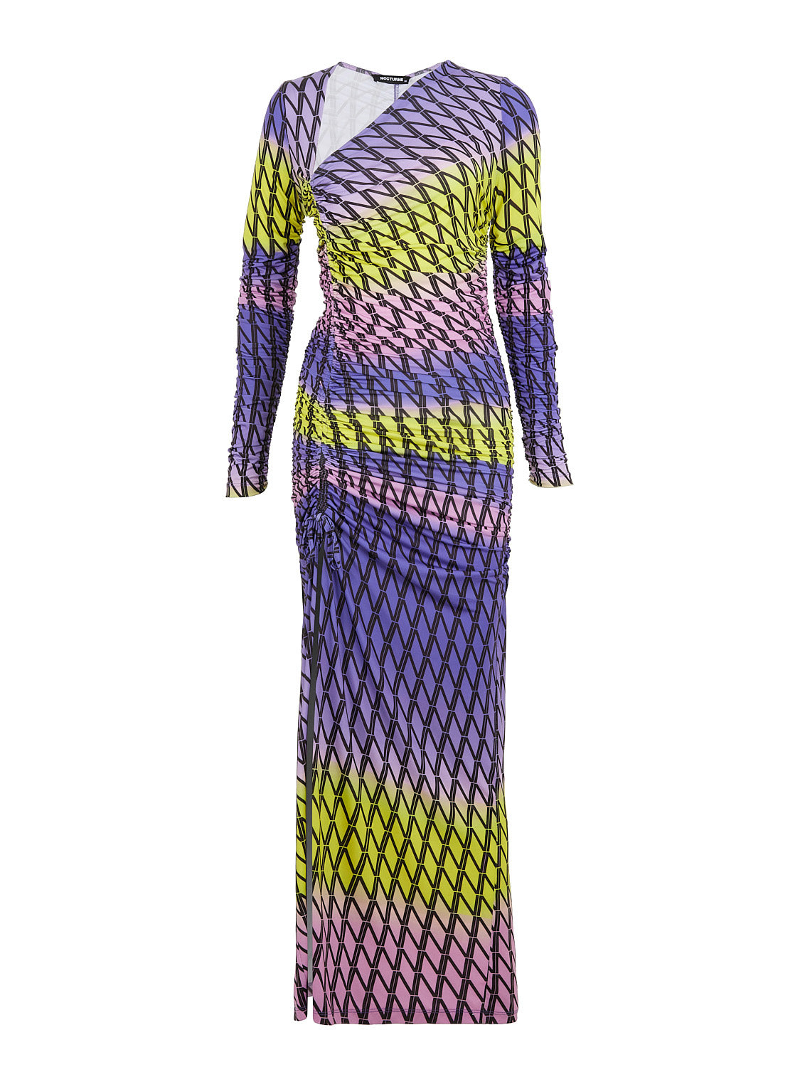 Shop Nocturne Women's Printed Maxi Slit Dress In Purple
