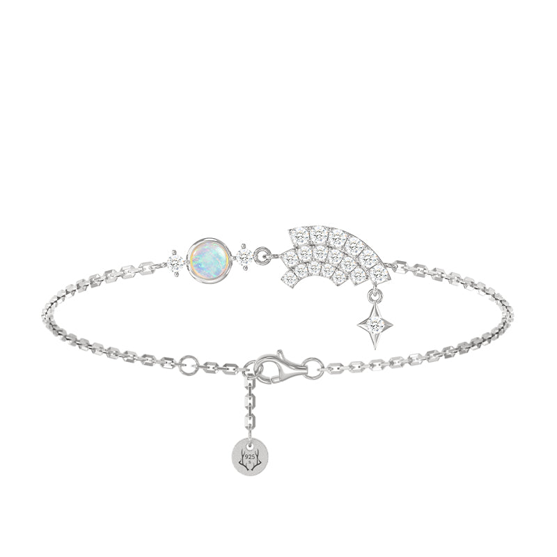 Awnl Women's Silver Rainbow Bridge Opal Bracelet In Silver