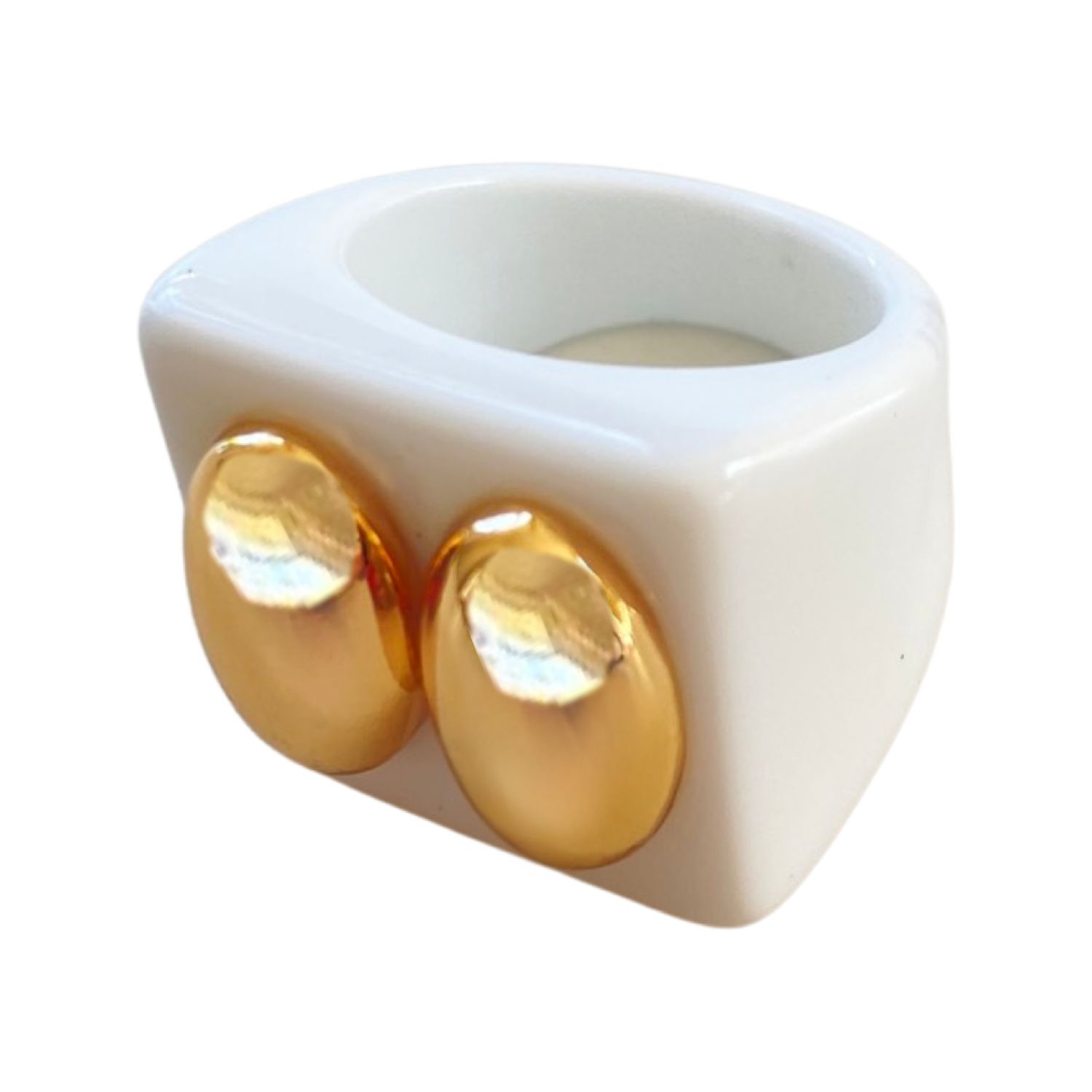 Smith & Co. Jewel Design Women's Classic Twin Ring - White