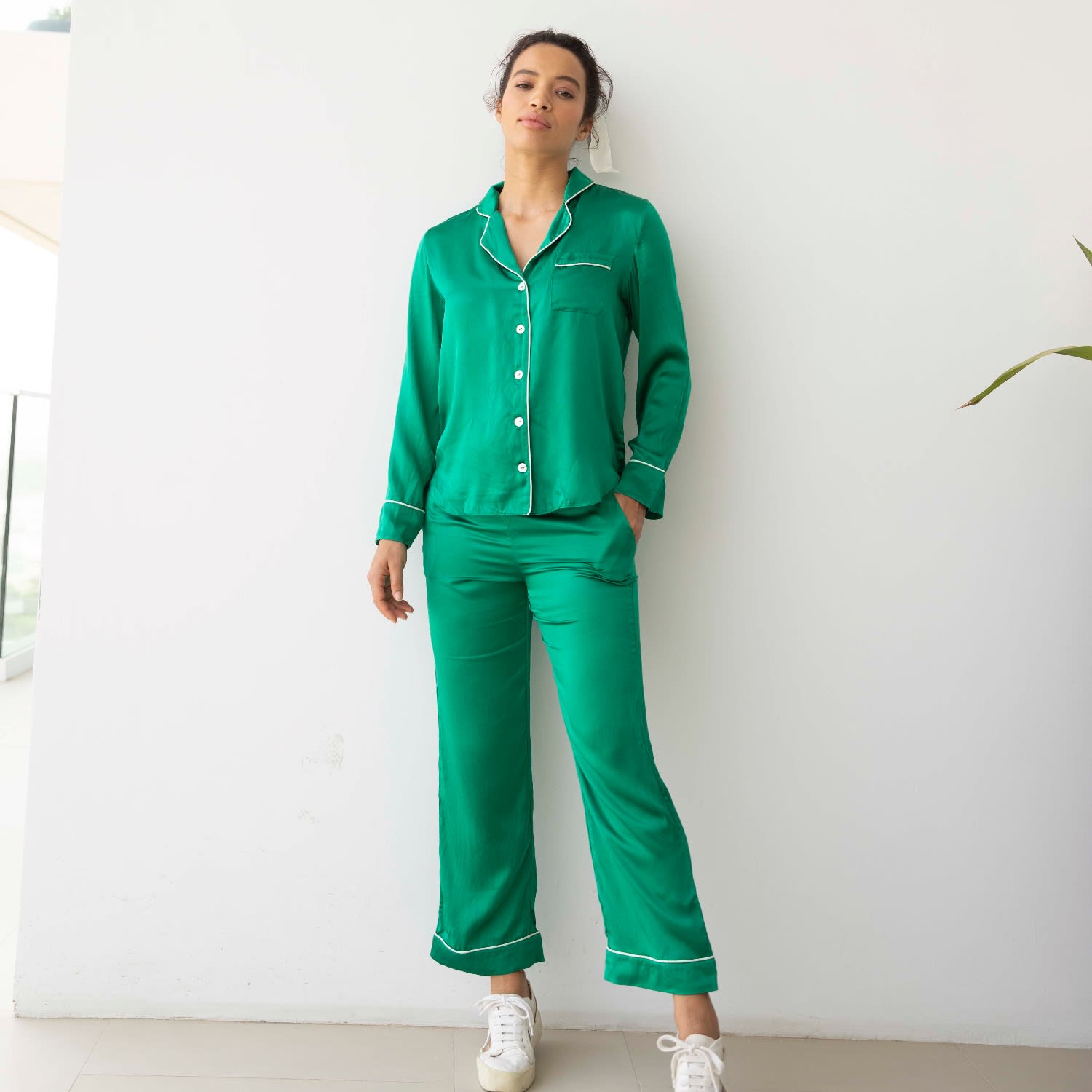 Orange silk pyjamas hot sale