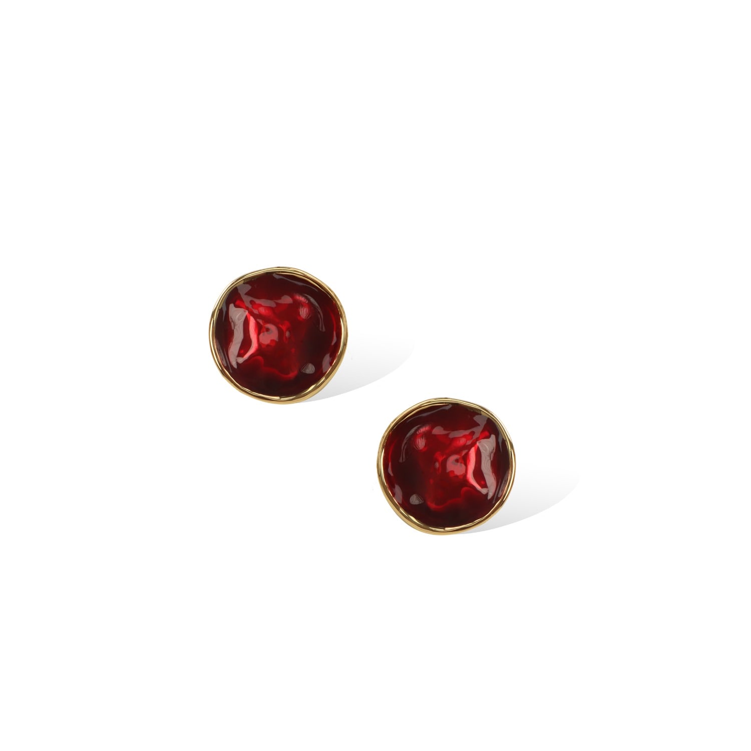 Retro Chic Women's Red / Gold Red Enamel Ripple Earrings