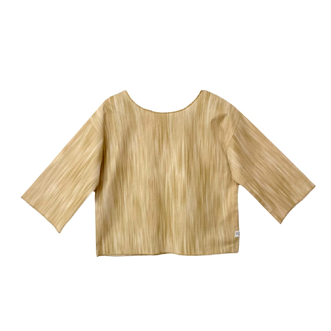 Women’s Neutrals / Gold Pagan Crop Top With Long Sleeves In Sand Print Small Frock Tales