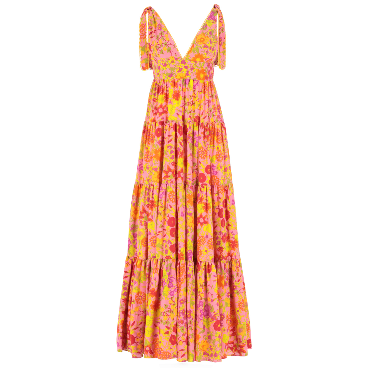 Teodora Milano Women's Yellow / Orange / Pink Ostuni Silk Long Dress
