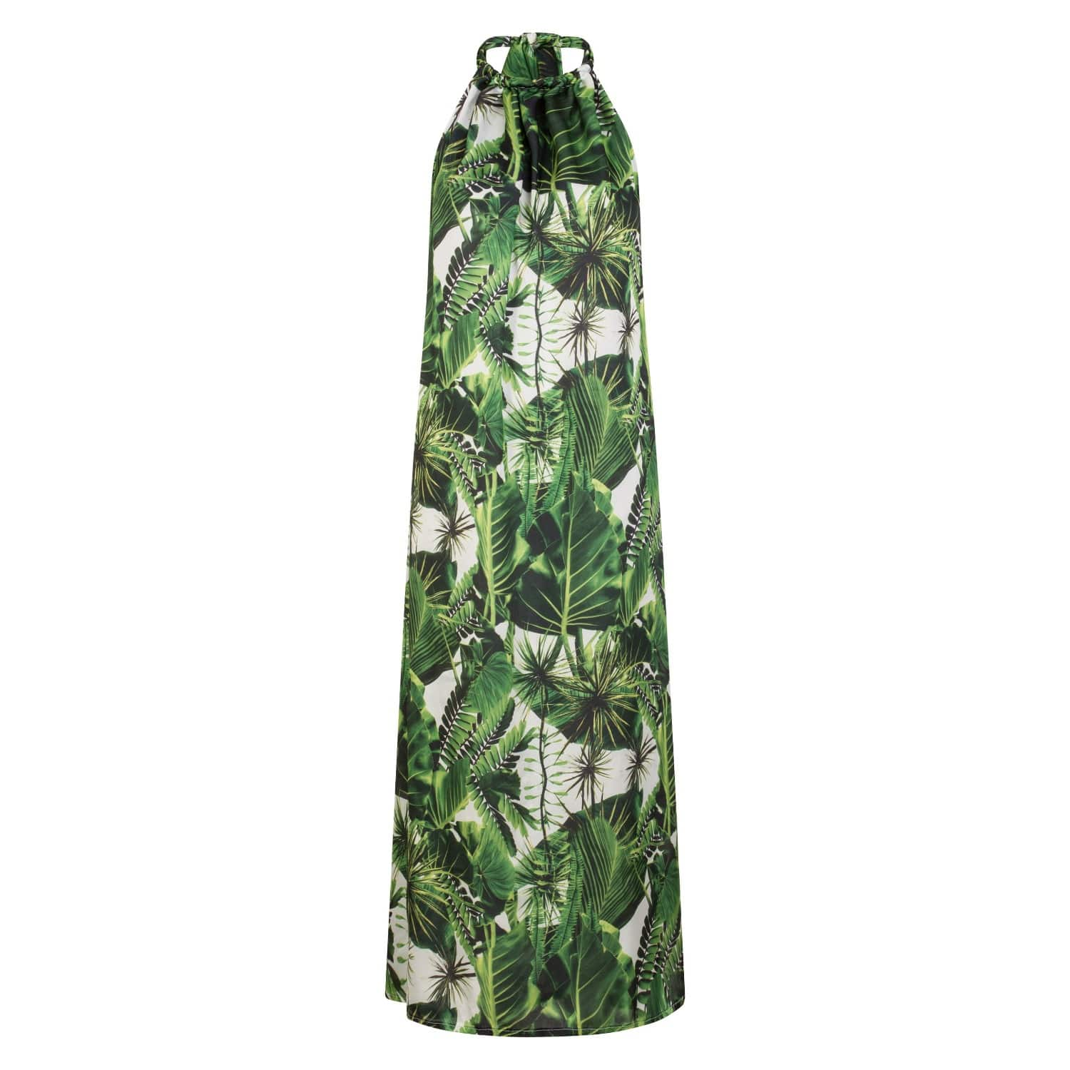 green palm leaf maxi dress