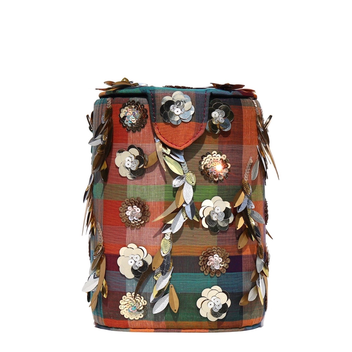 Women’s Gold / Red / Brown Madras Bucket Bag Simitri