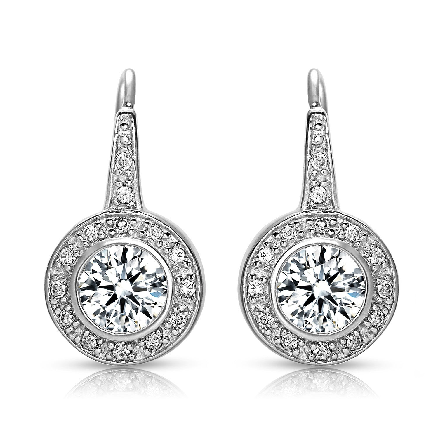 Women’s White / Silver La Scène Round Drop Earrings Genevive Jewelry