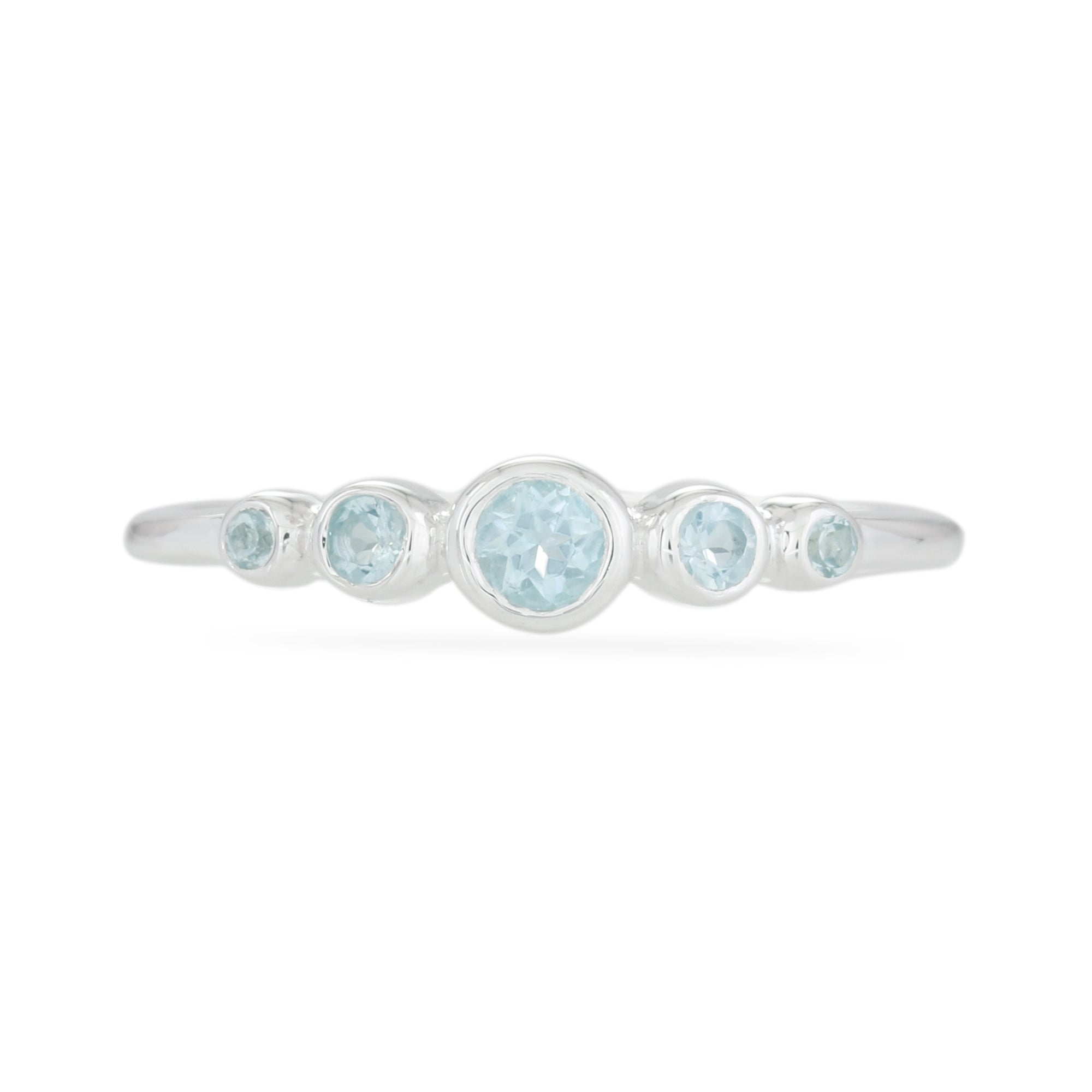 Women’s Blue / Silver Graduated Sky Blue Topaz Ring - Sterling Silver | Karrah Jewellery
