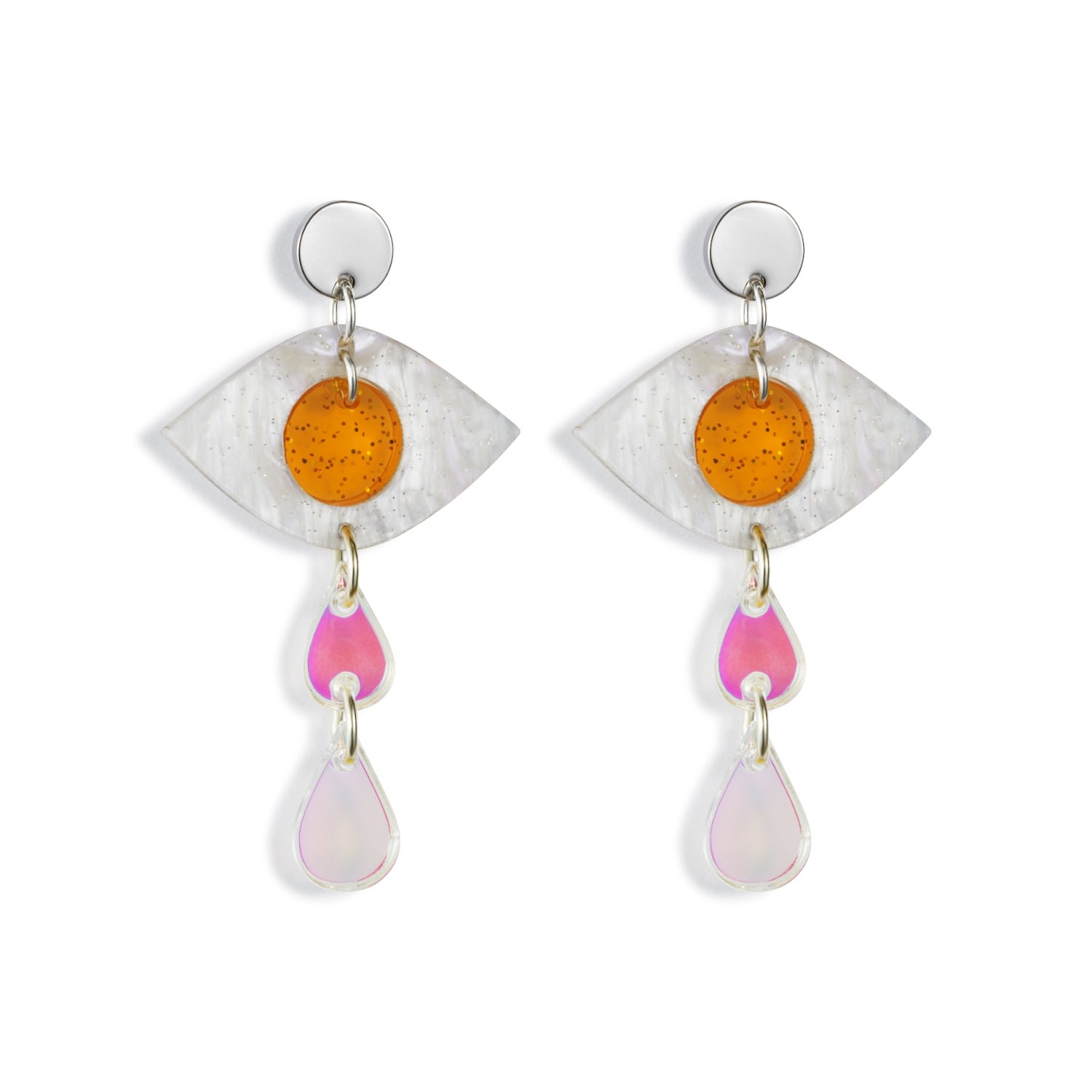 Toolally Women's Yellow / Orange Eye Drop Earrings- Orange In Yellow/orange