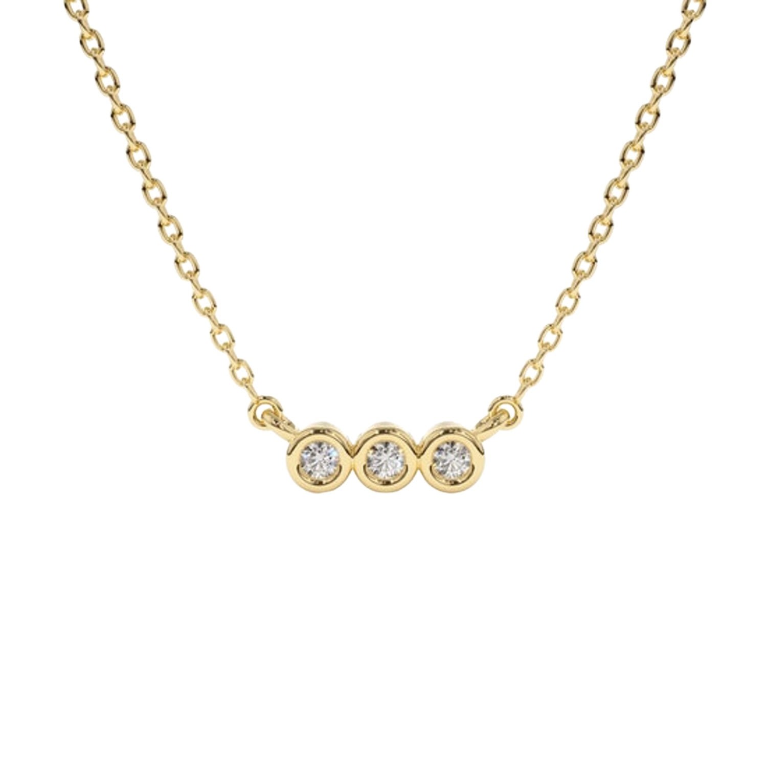 Women’s 3 Lab Grown Diamonds Bar Necklace On Solid 9K Gold Lily Flo Jewellery