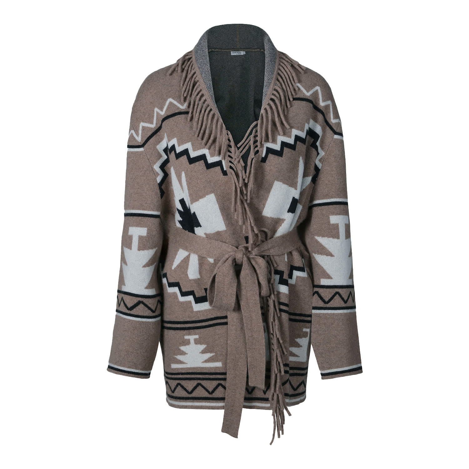 Tirillm Women's Maggie Pattern Knitted Cashmere Cardigan, Brown Melange In Multi