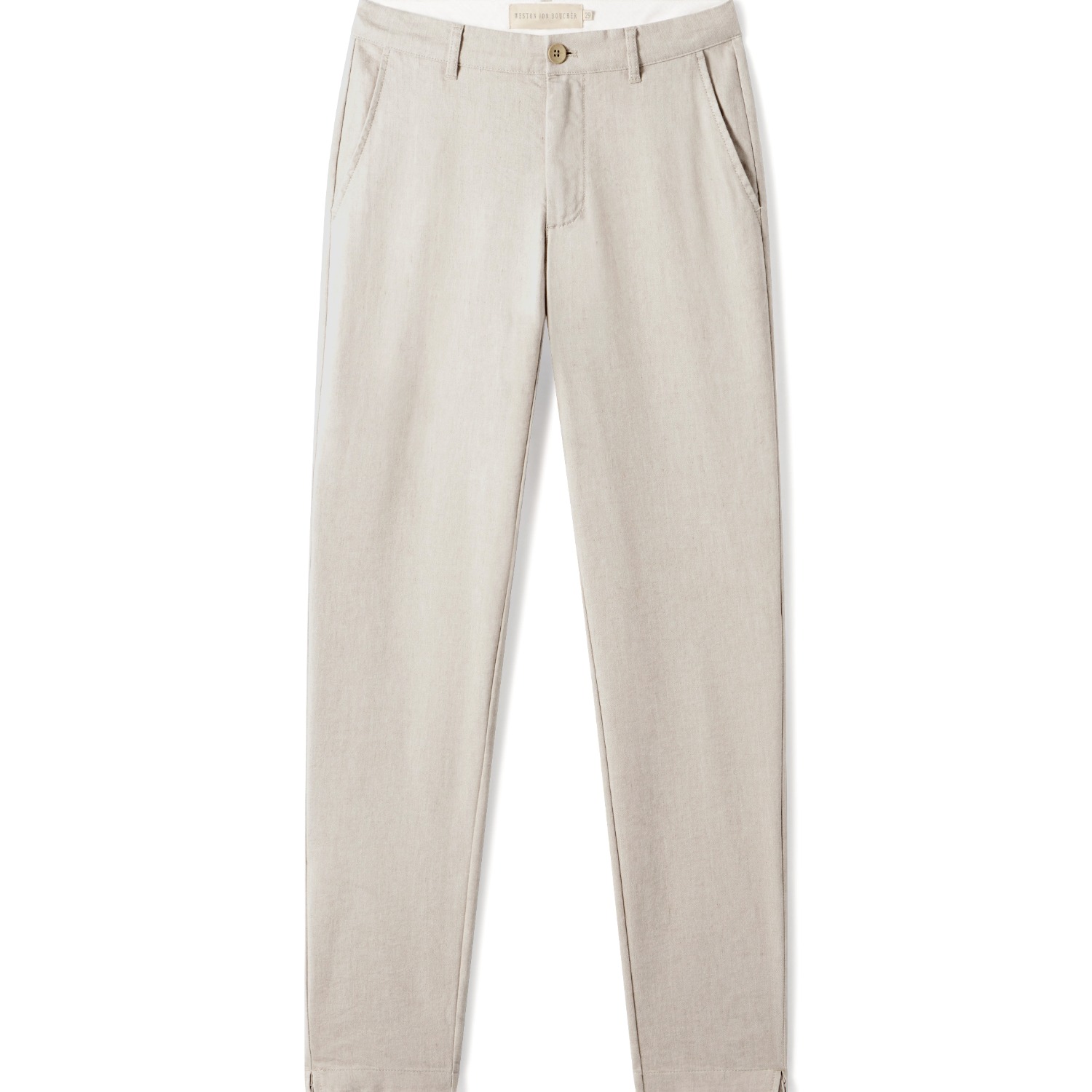 Weston Jon Boucher Men's White Havana Comfort Linen Slim Pants - Sand Pebble - Thirty-two Inseam Length In White