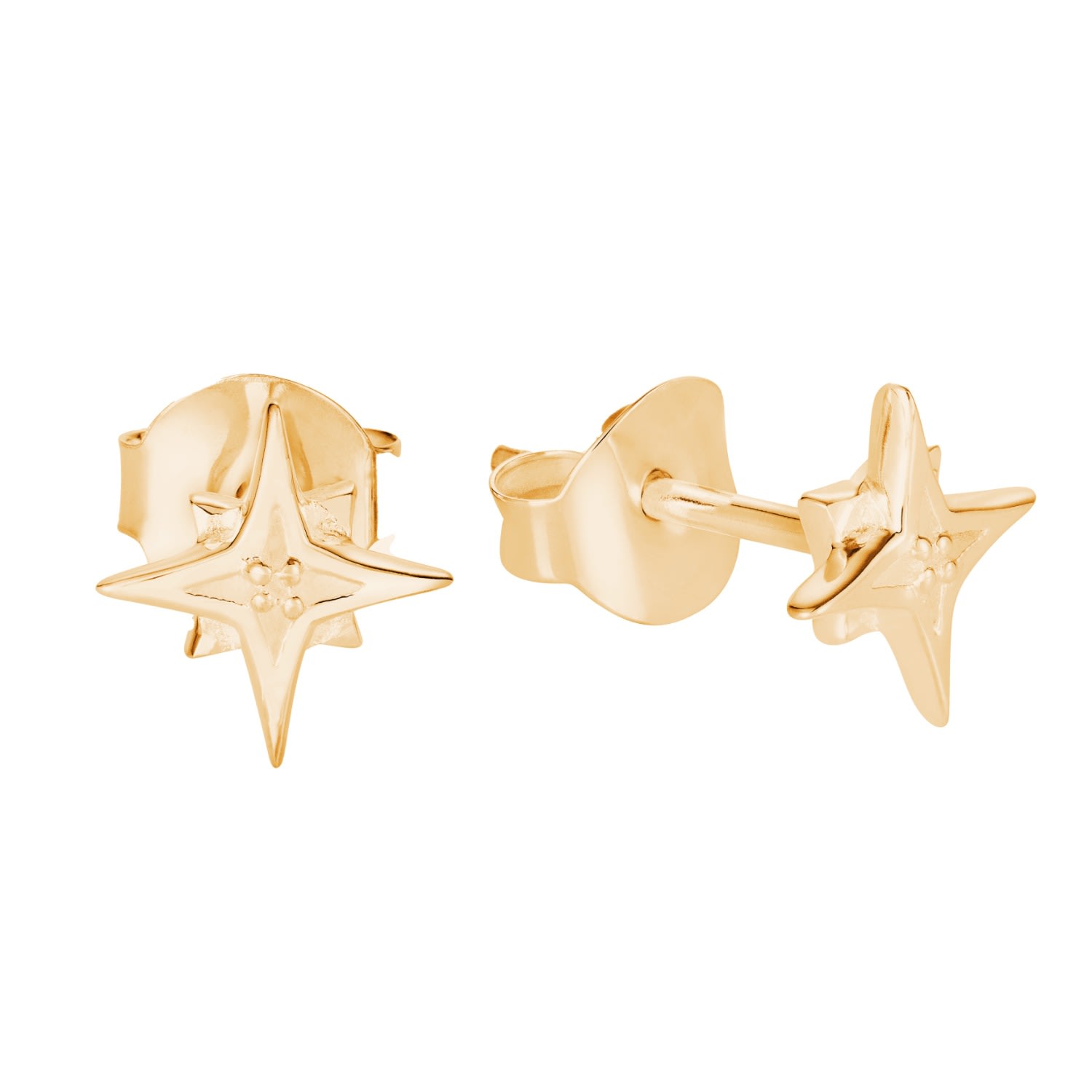 Women’s Solid Gold Compass Star Stud Earrings Yasmin Everley Jewellery