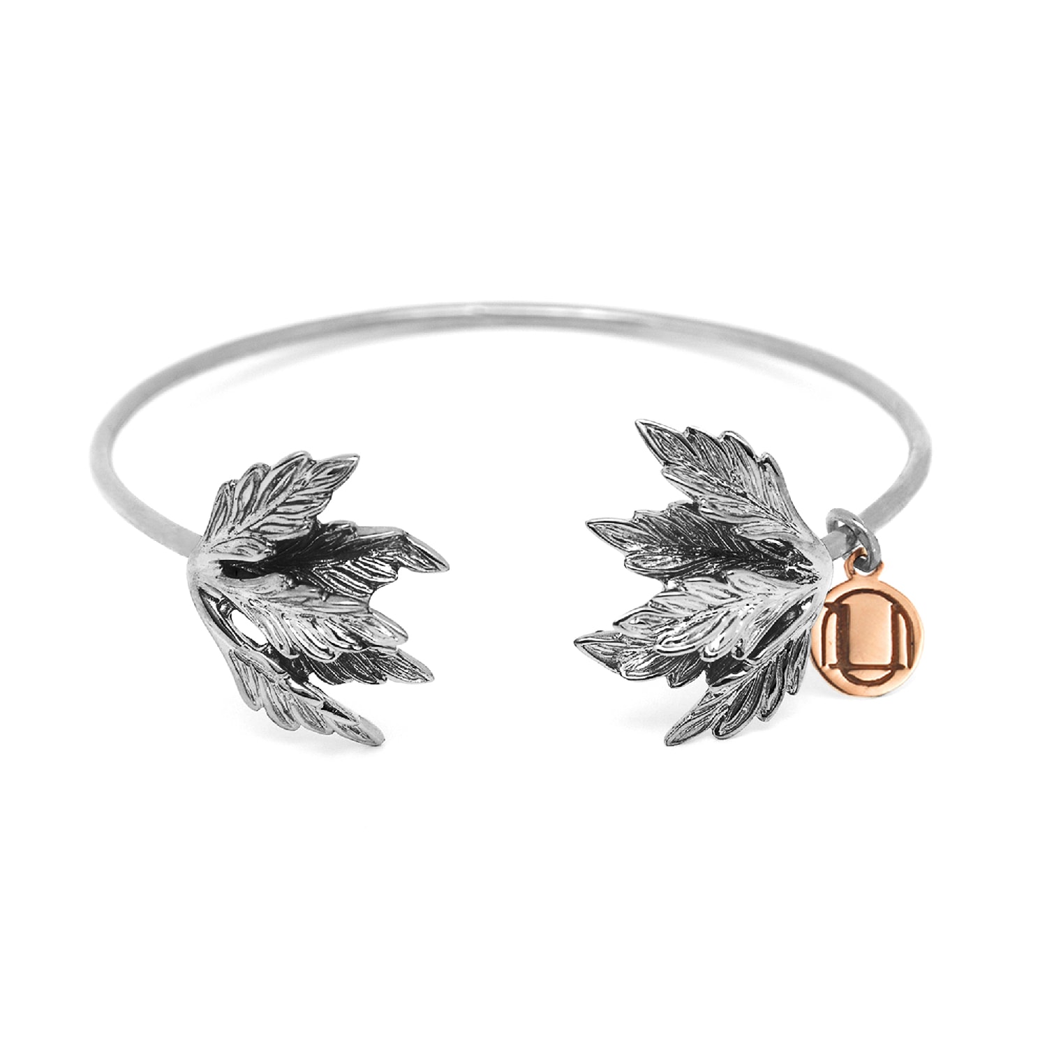 Unaloe Women's Bangle With Leaves In Sterling Silver In Silver