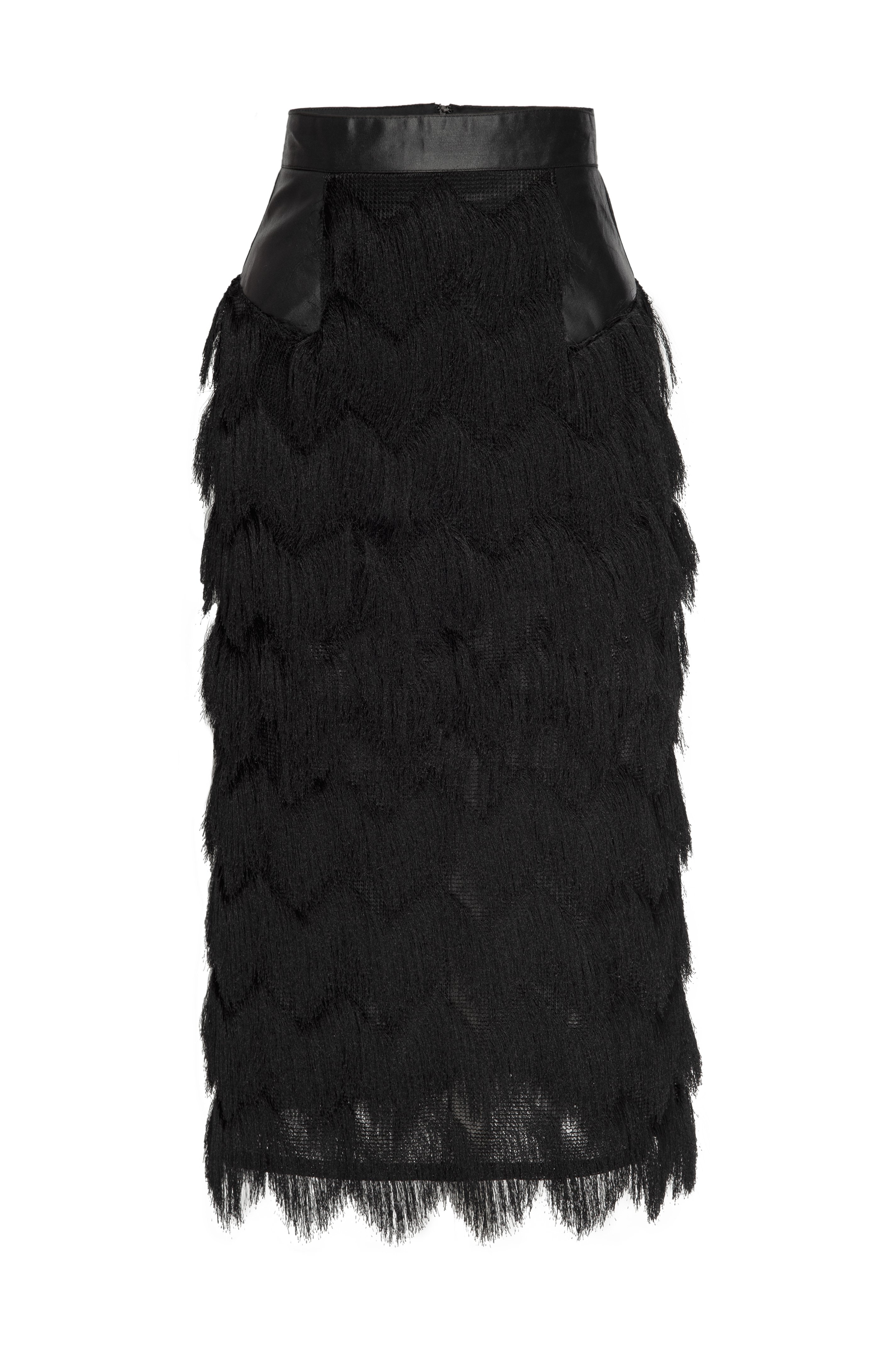 Women’s Black Valentina Noir Fringe Skirt In Multi-Lengths Extra Small Lahive