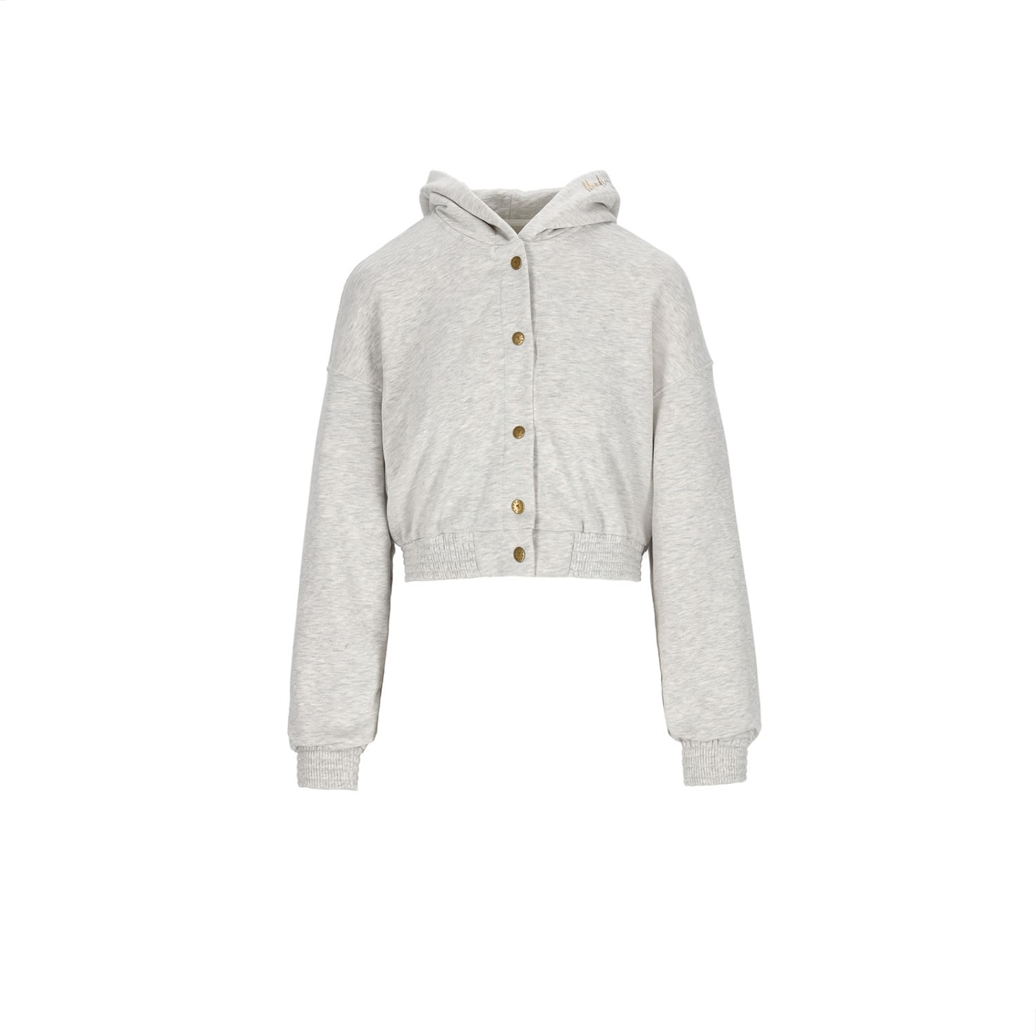 Mandragora Women's Neutrals Melange Cotton Hoodie Fastened With Snaps In Black/yellow
