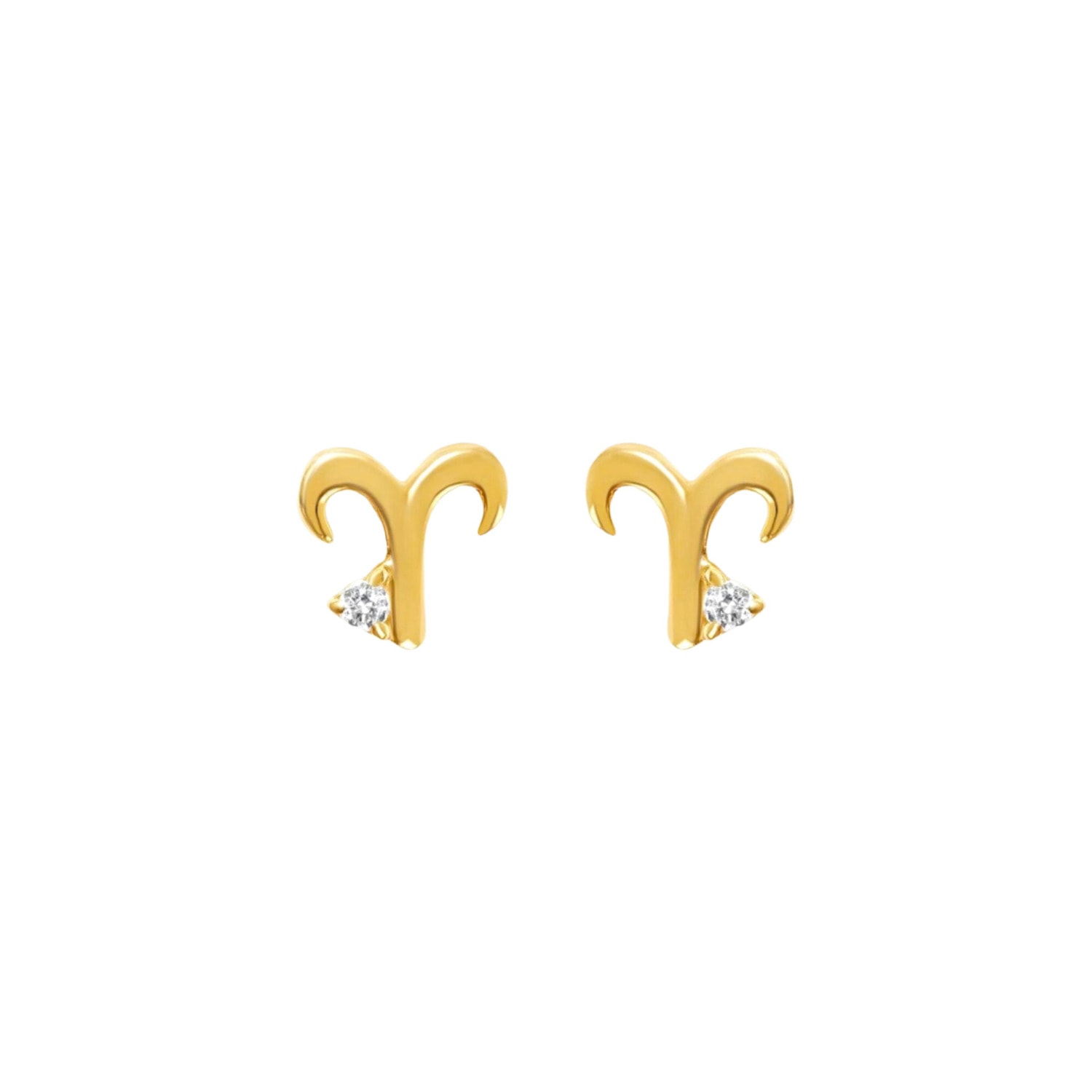 Women’s Gold Aries Zodiac Stud Earrings Lucky Eleven