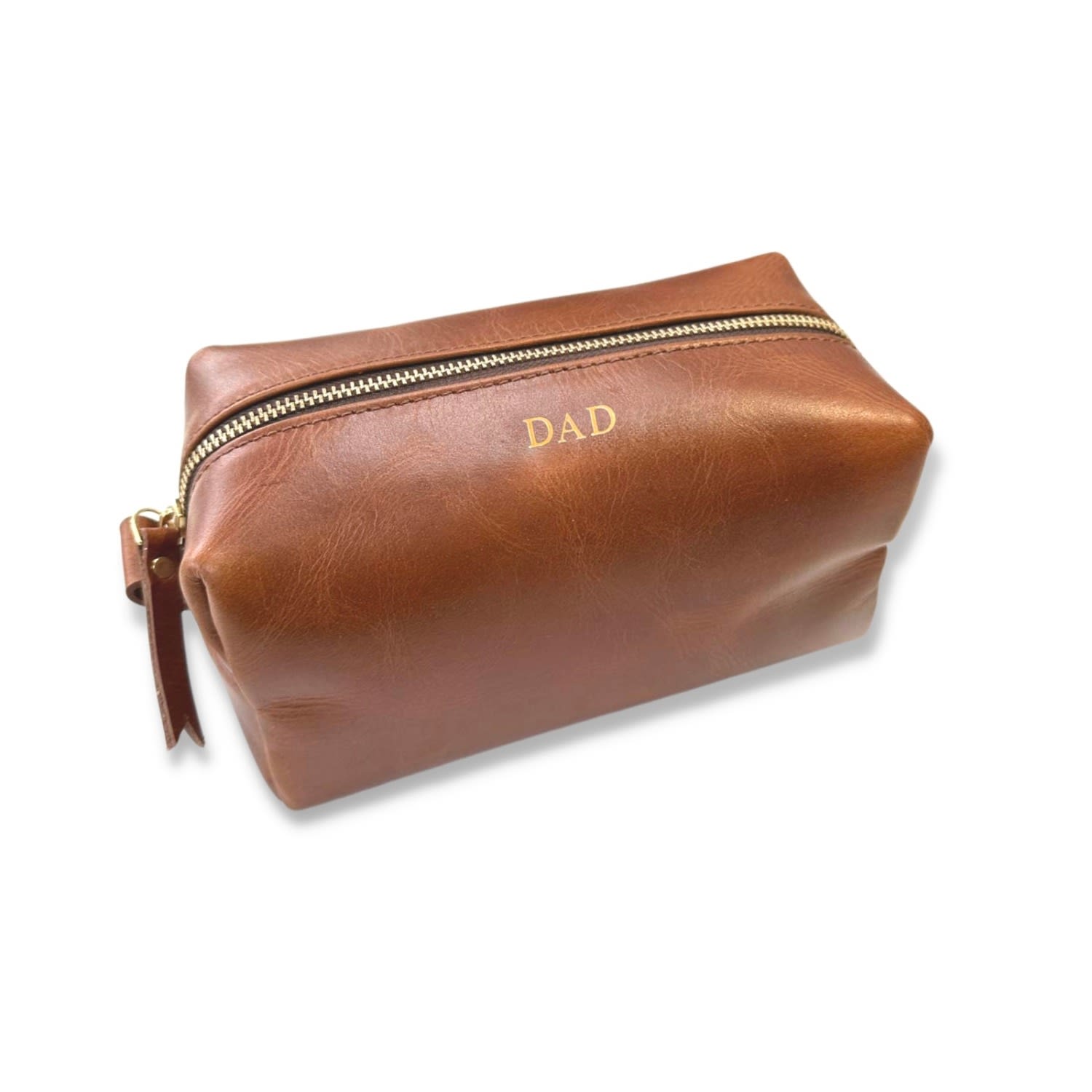 Vida Vida Brown Dad Leather Travel Wash Bag