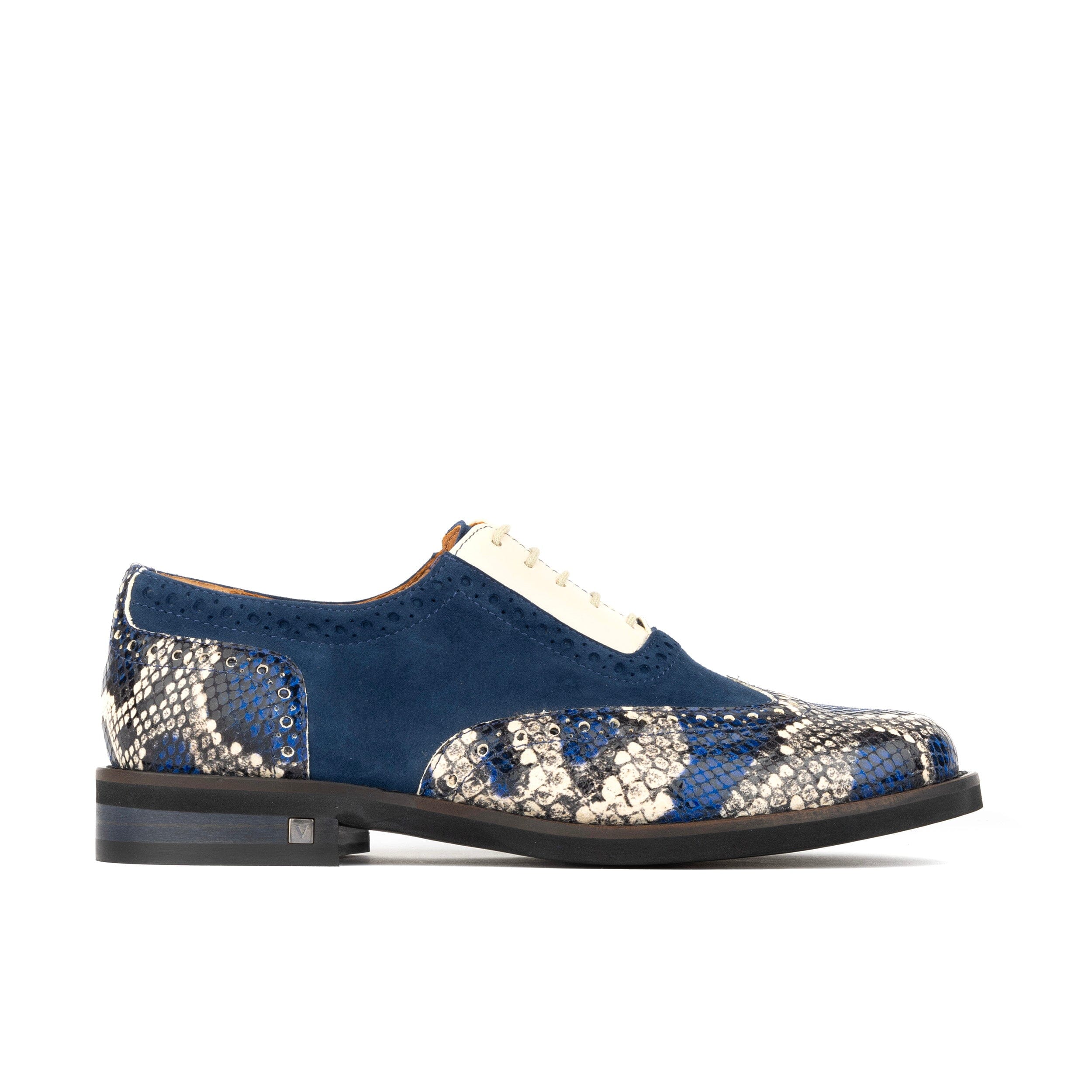 Embassy London Usa Neutrals / Blue Vivienne - Blue Snake - Womens Oxfords In Blue