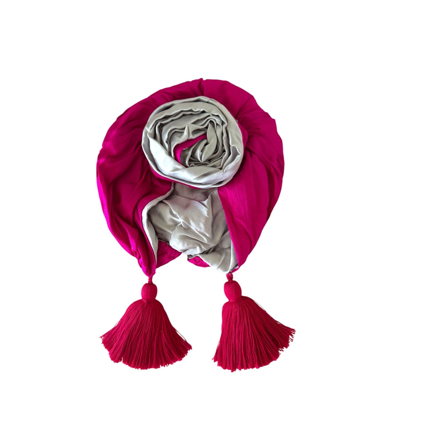 Women's Pink / Grey Edith Silk Tassel Reversible Turban | One Size | Julia Clancey