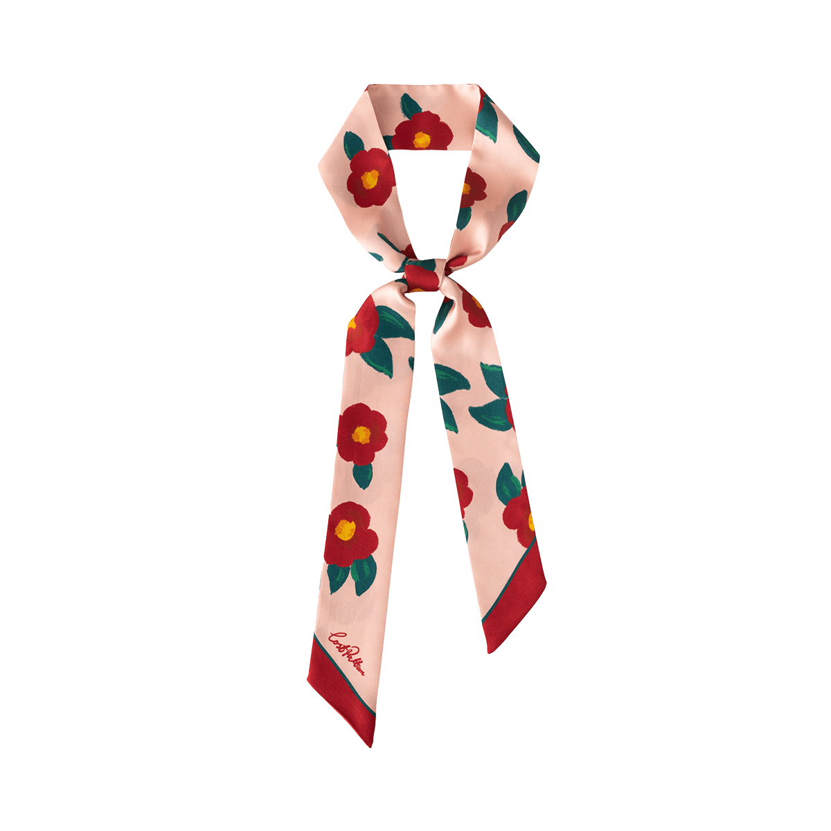 Lost Pattern Nyc Women's Camellia Silk Twill Neck Bow - Red & Pink In Red