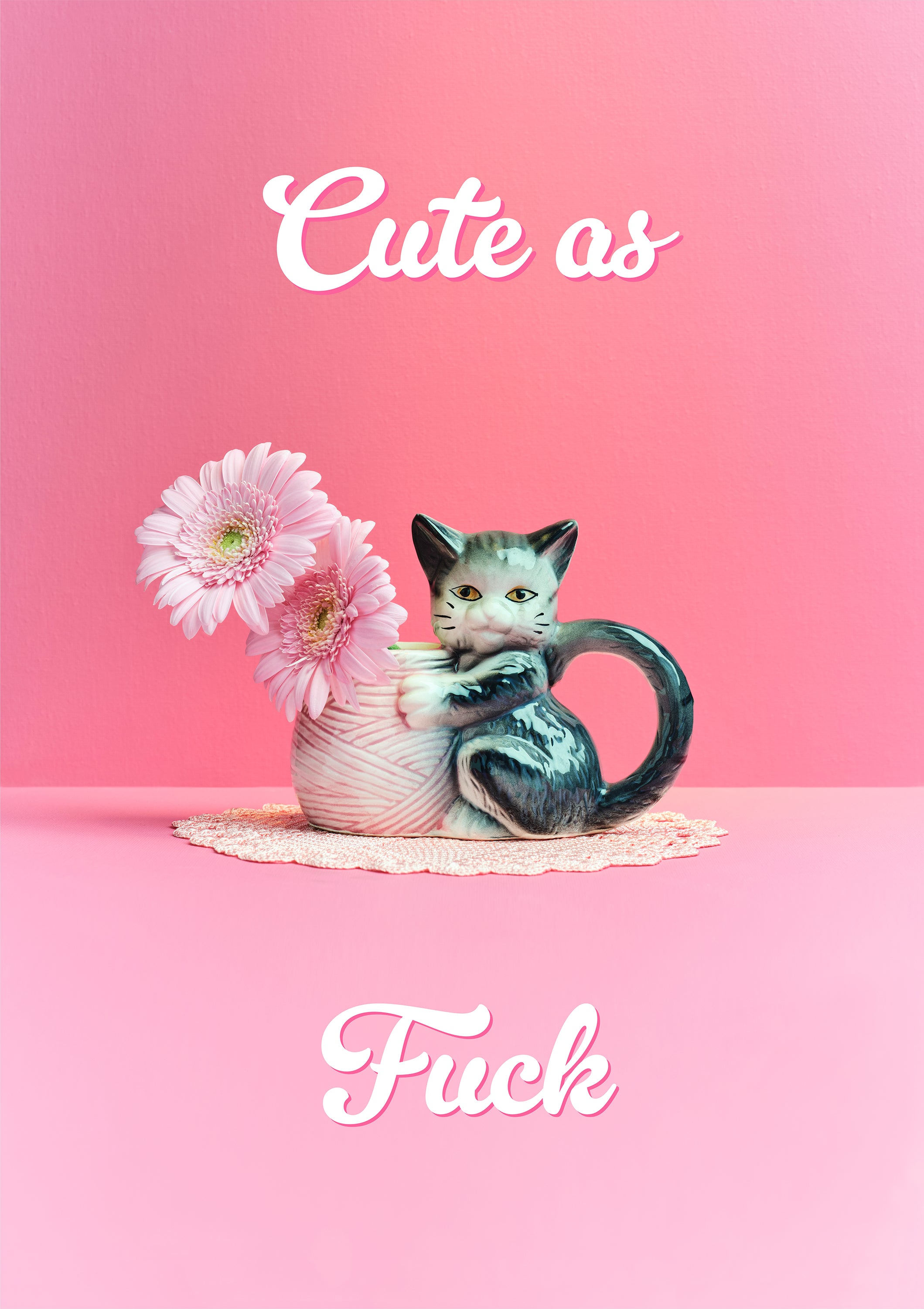 Ornament Art Pink / Purple Cute As Fuck Kitty Giclée Photo Print