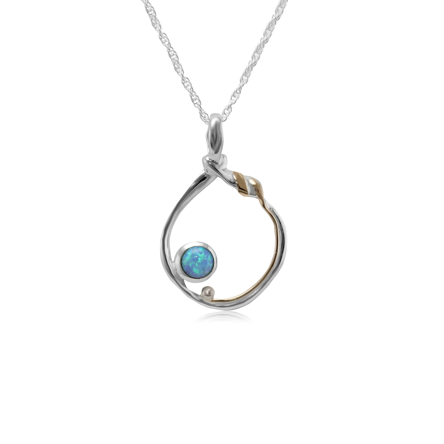 Isla Silver Women's Blue / Silver Handmade Blue Opal Organic Circle Necklace