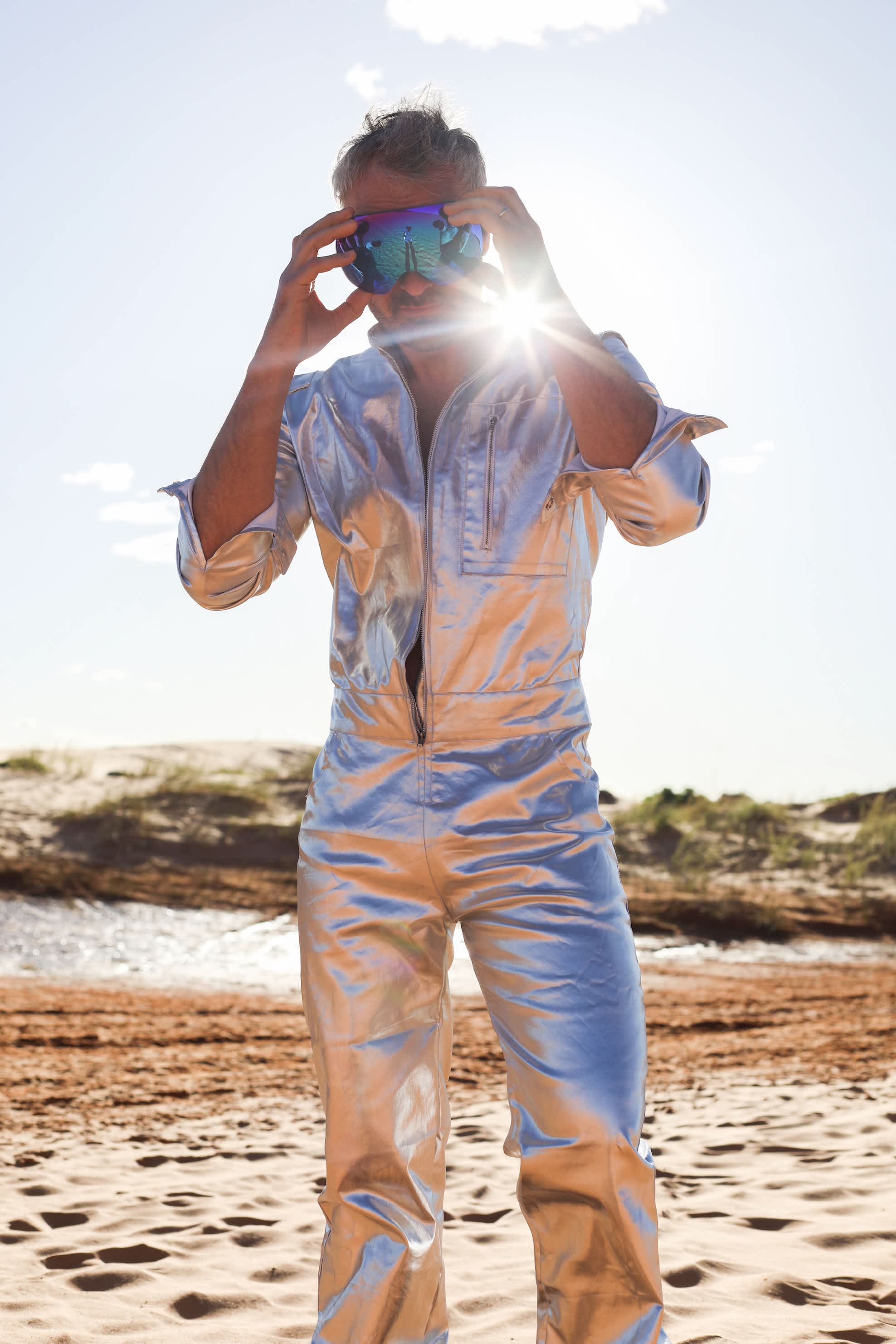 Lemuria Men's Silver Denim Jumpsuit By Dani Watanabe | HARMONIA NY