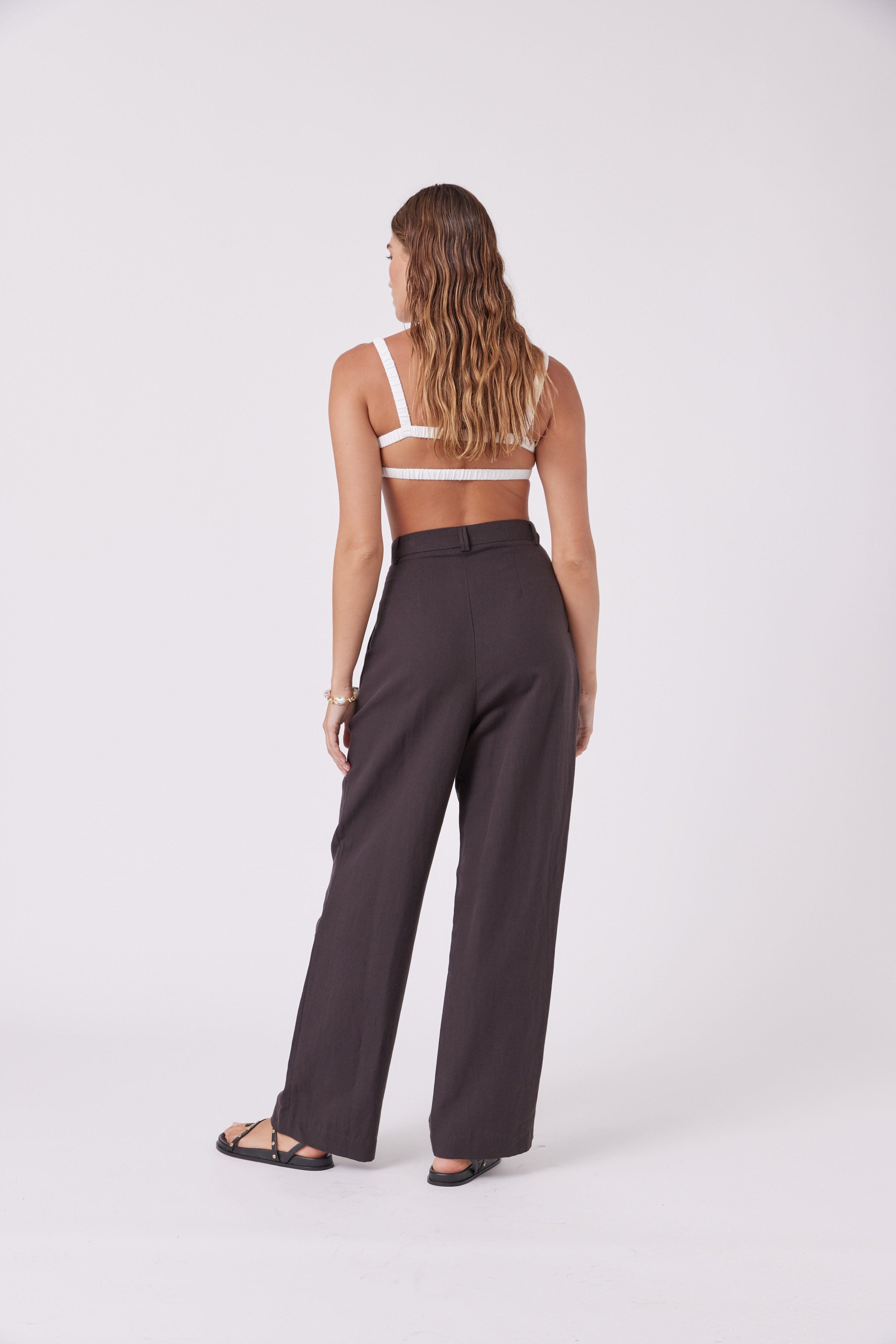 Black Slouchy High Waisted Wide Leg Pants - MNK Atelier