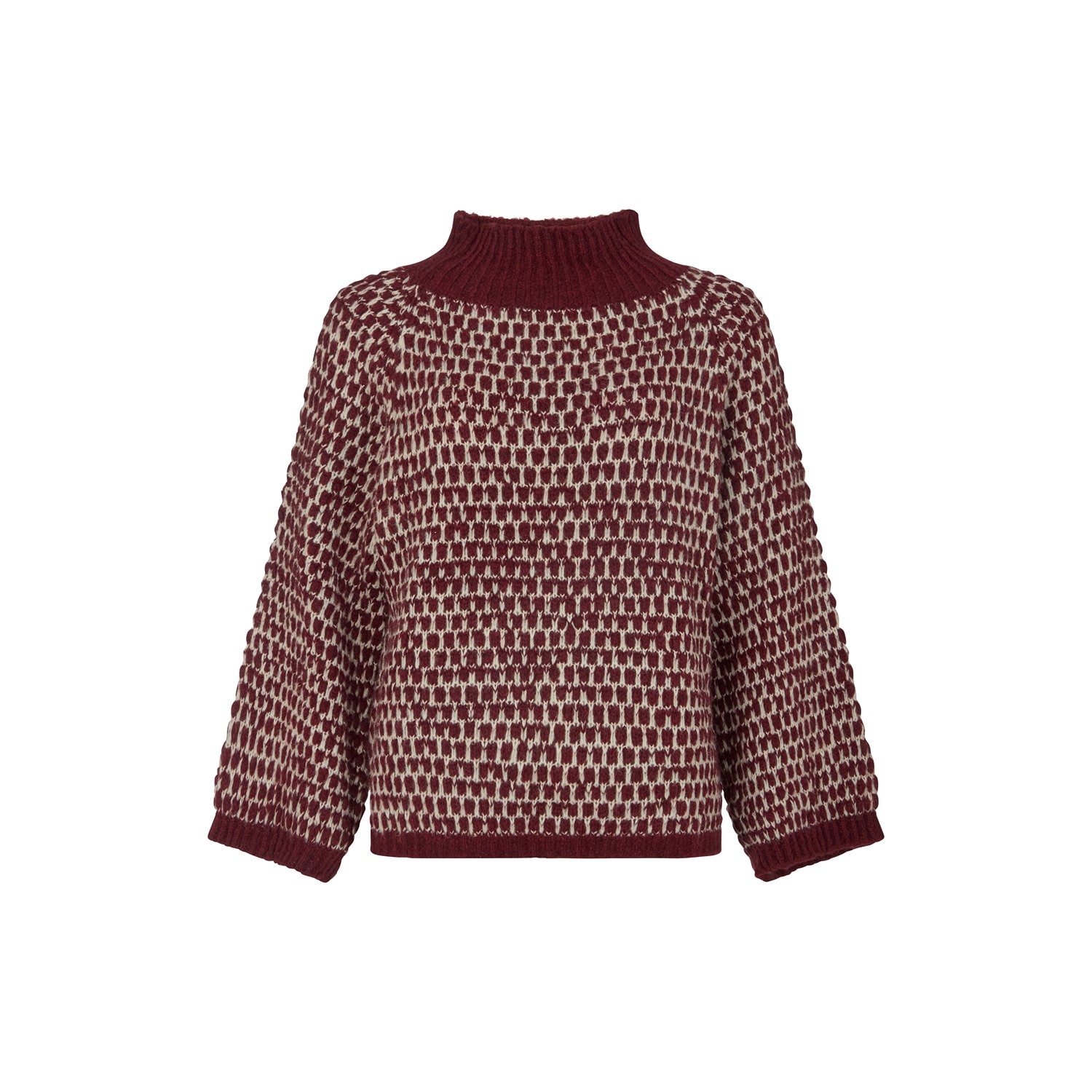 Raffya Women's Blue / Red Nala Oversized Textured Jumper In Burgundy In Burgundy