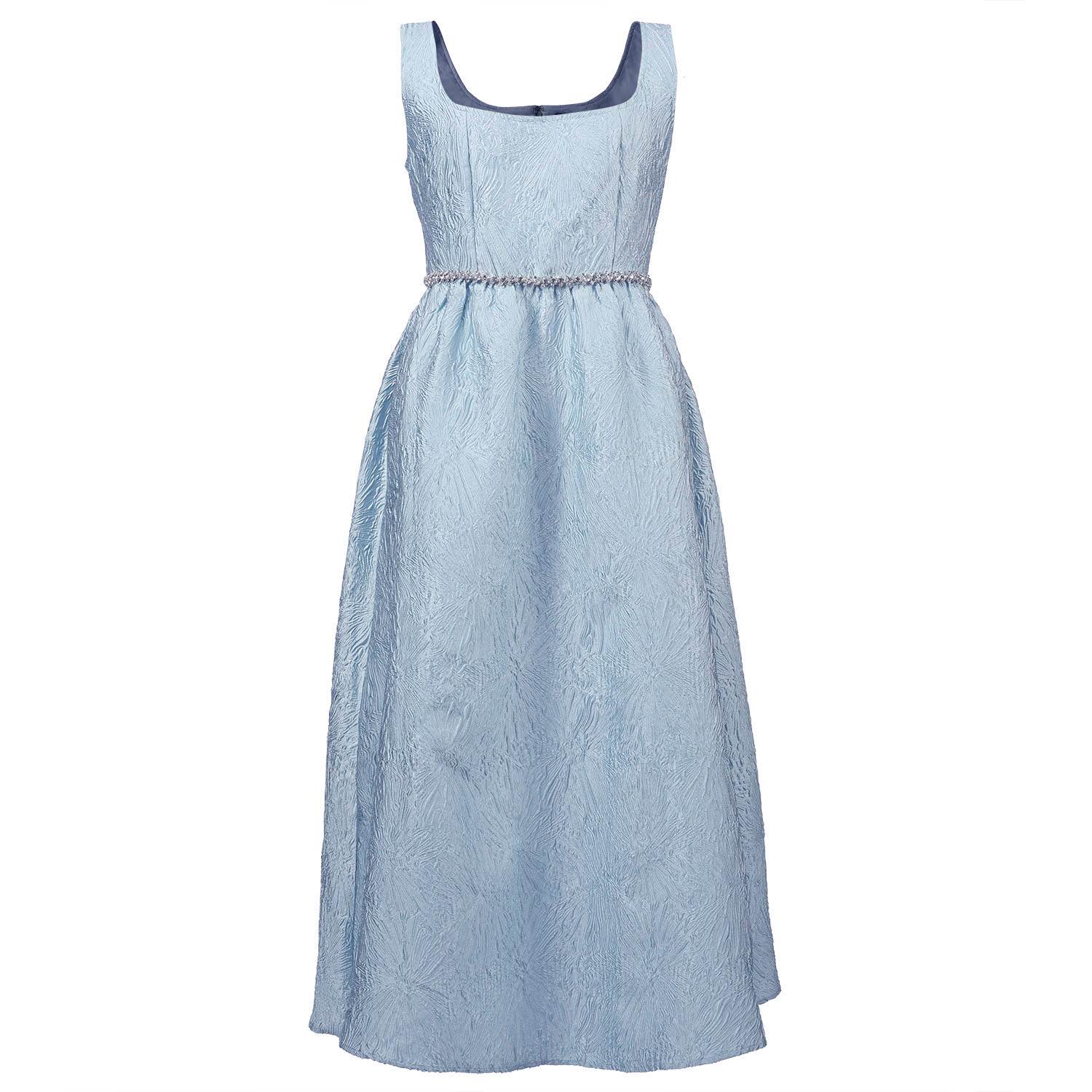 Smart And Joy Women's Blue Fit-and-flare Textured Jacquard Dress