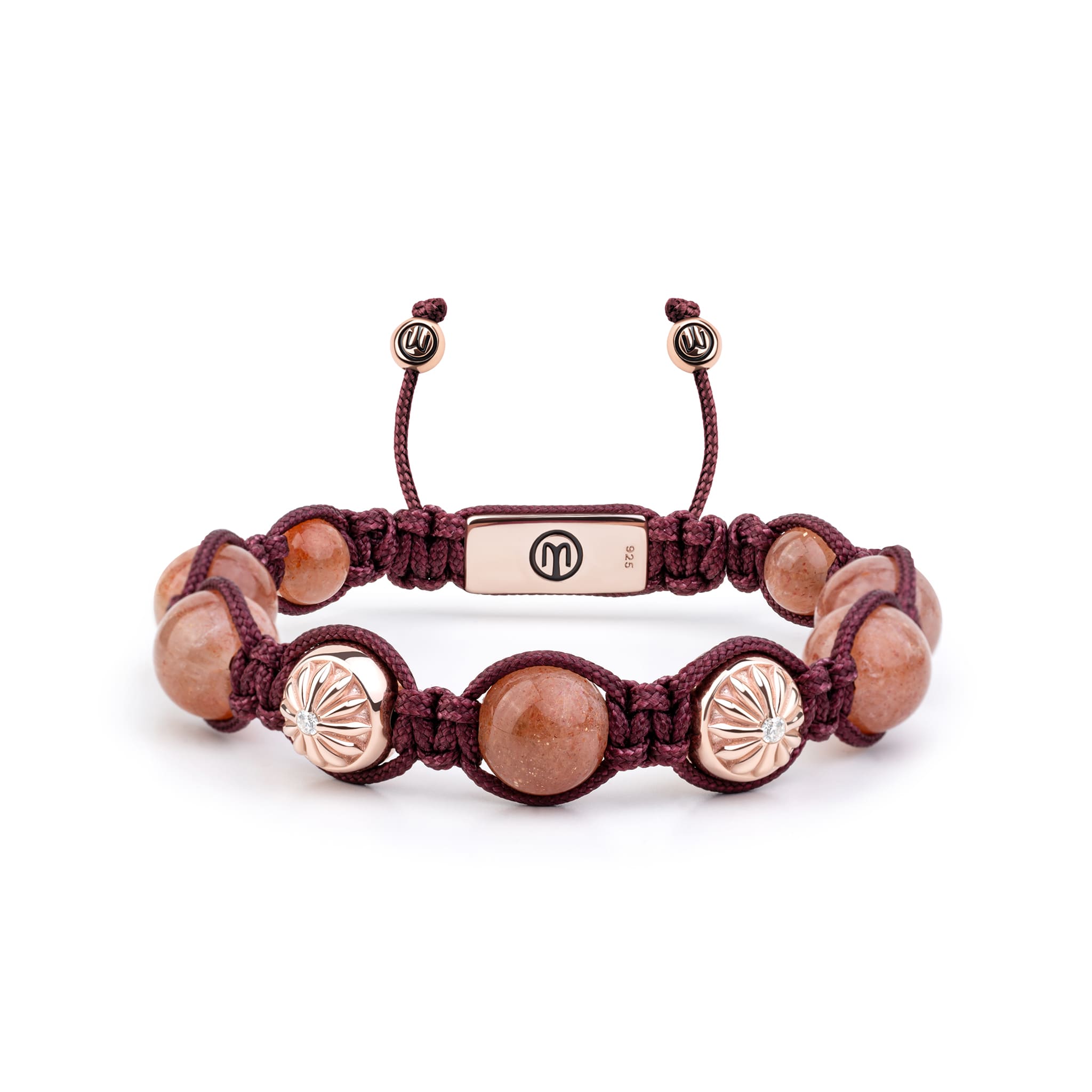 Mahigan Women's Brown / Rose Gold Bordeaux Macramé Bracelet With Sunstone In Rose Gold - The Maverick