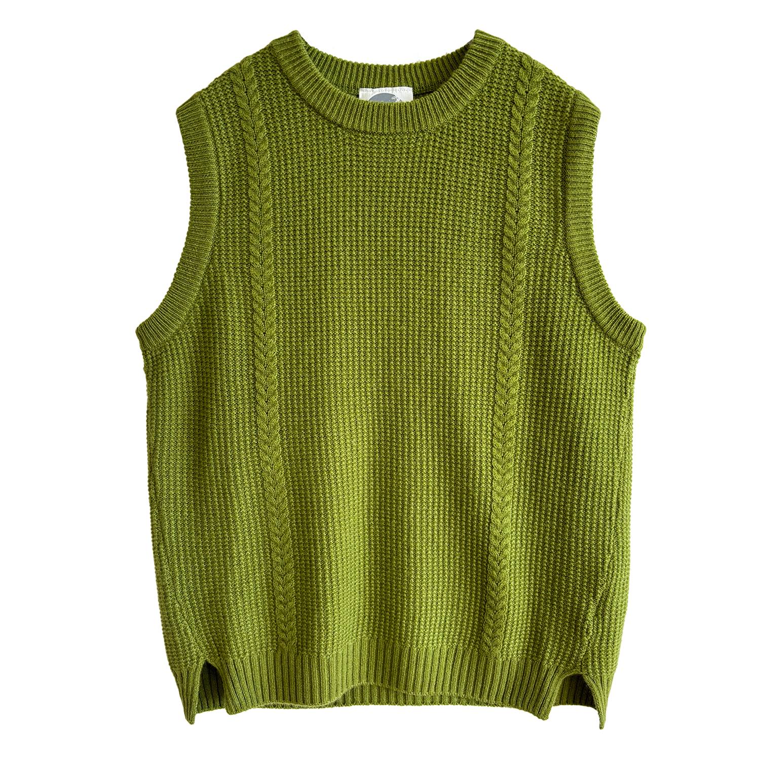 Zenzee Women's Wool Cashmere Crew Neck Cable Knit Vest - Green In Green