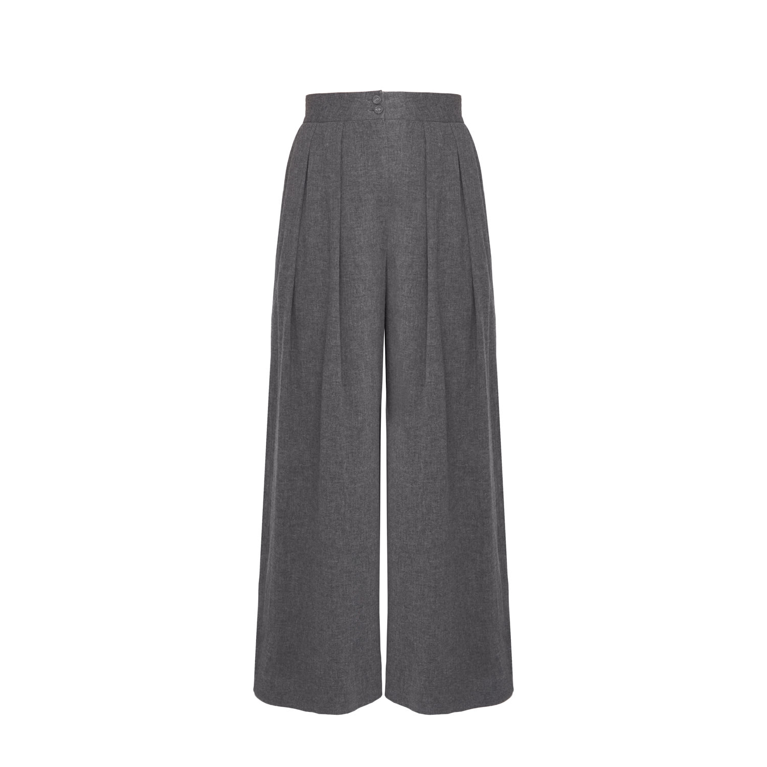 Inavati Women's Wide-leg Grey Trousers With Wool In Grey